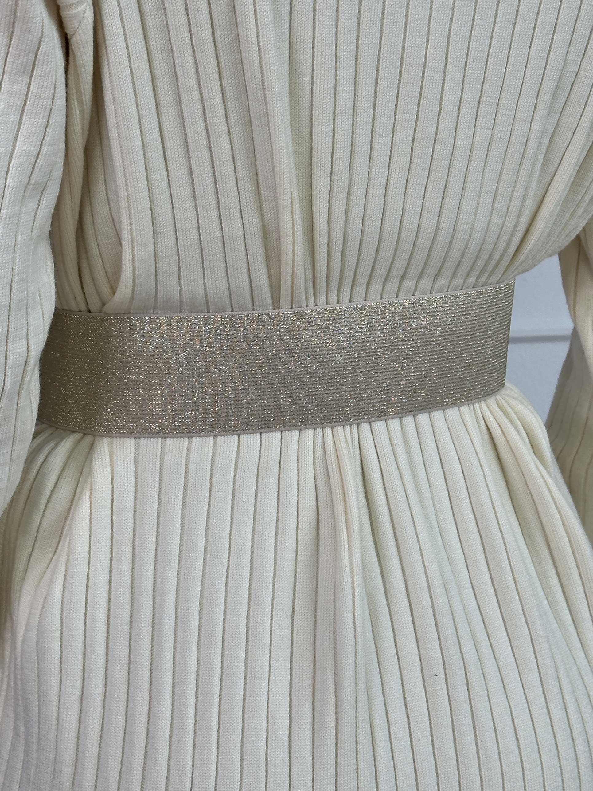 Echina - Taljebælte med glimmer i elastik med guld spænde