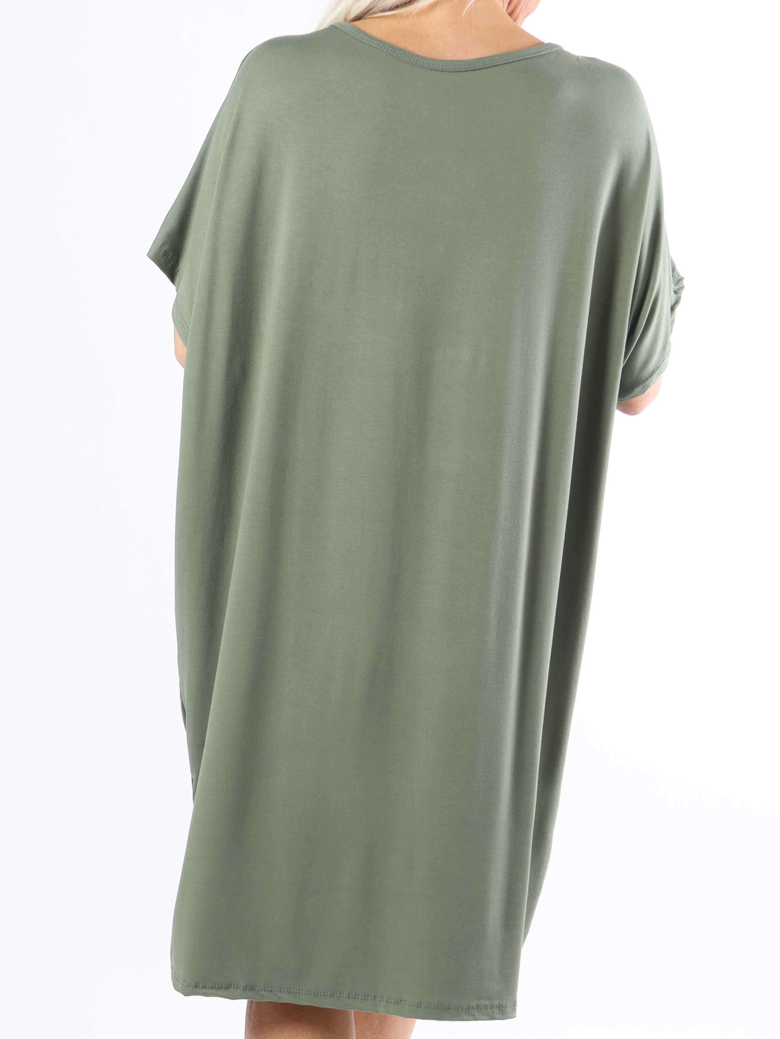 Edina - Plus size t-shirtkjole i viskoseblanding med tryk