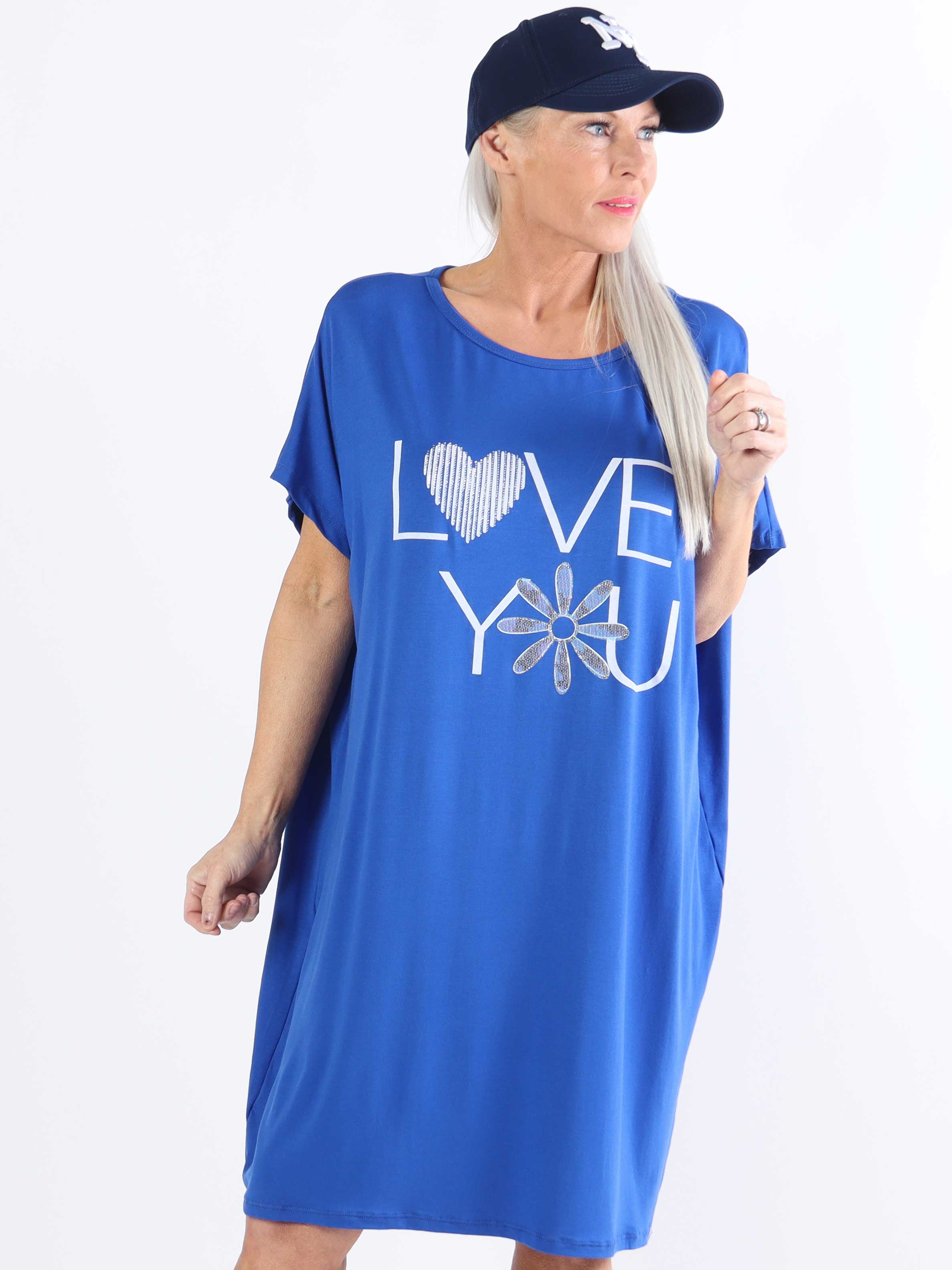 Edina - Plus size t-shirtkjole i viskoseblanding med tryk