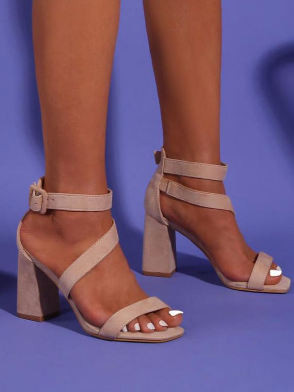 Edith - Søde stiletter i ruskindslook med bred hæl