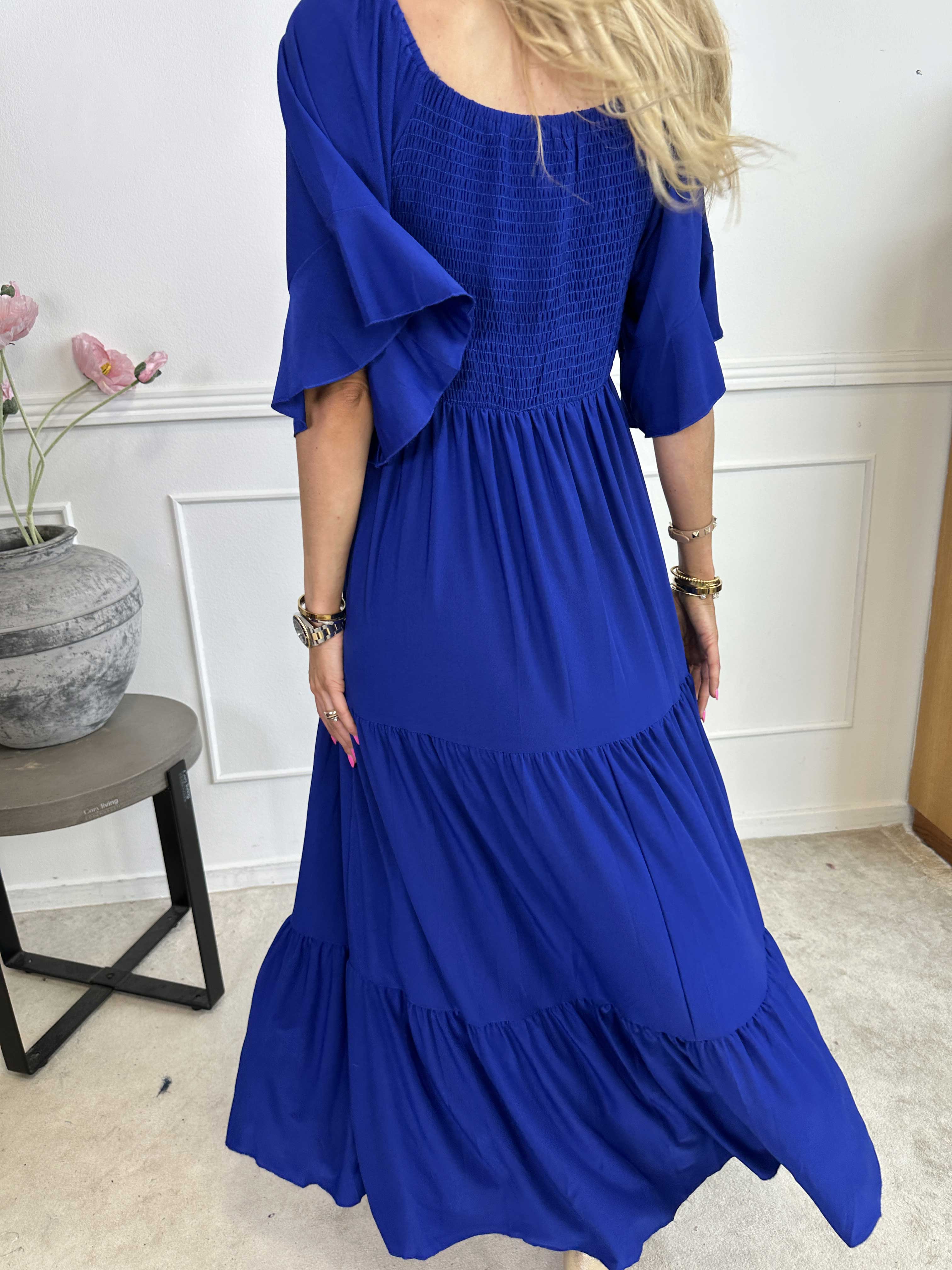 Elna Plain - Lang elastisk plain kjole med smock over brystet