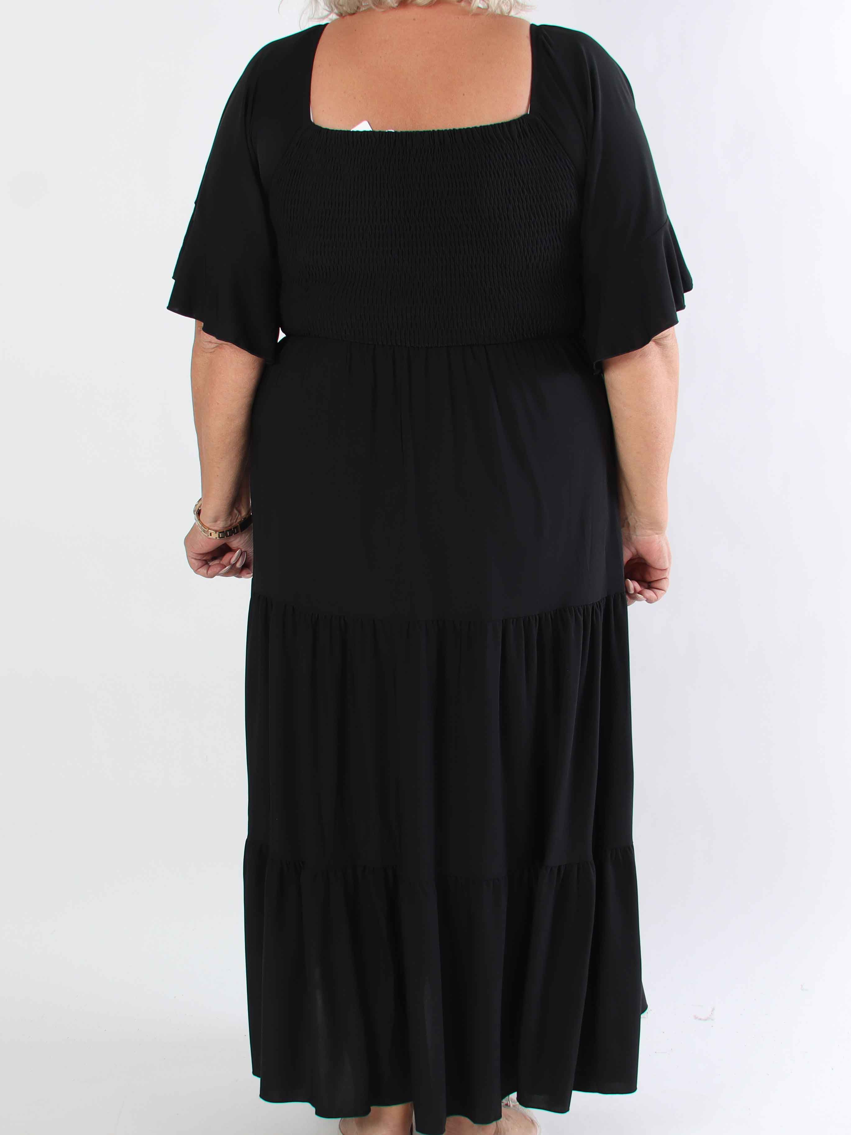 Elna Plain - Elastisk plain plus size kjole med smock over brystet