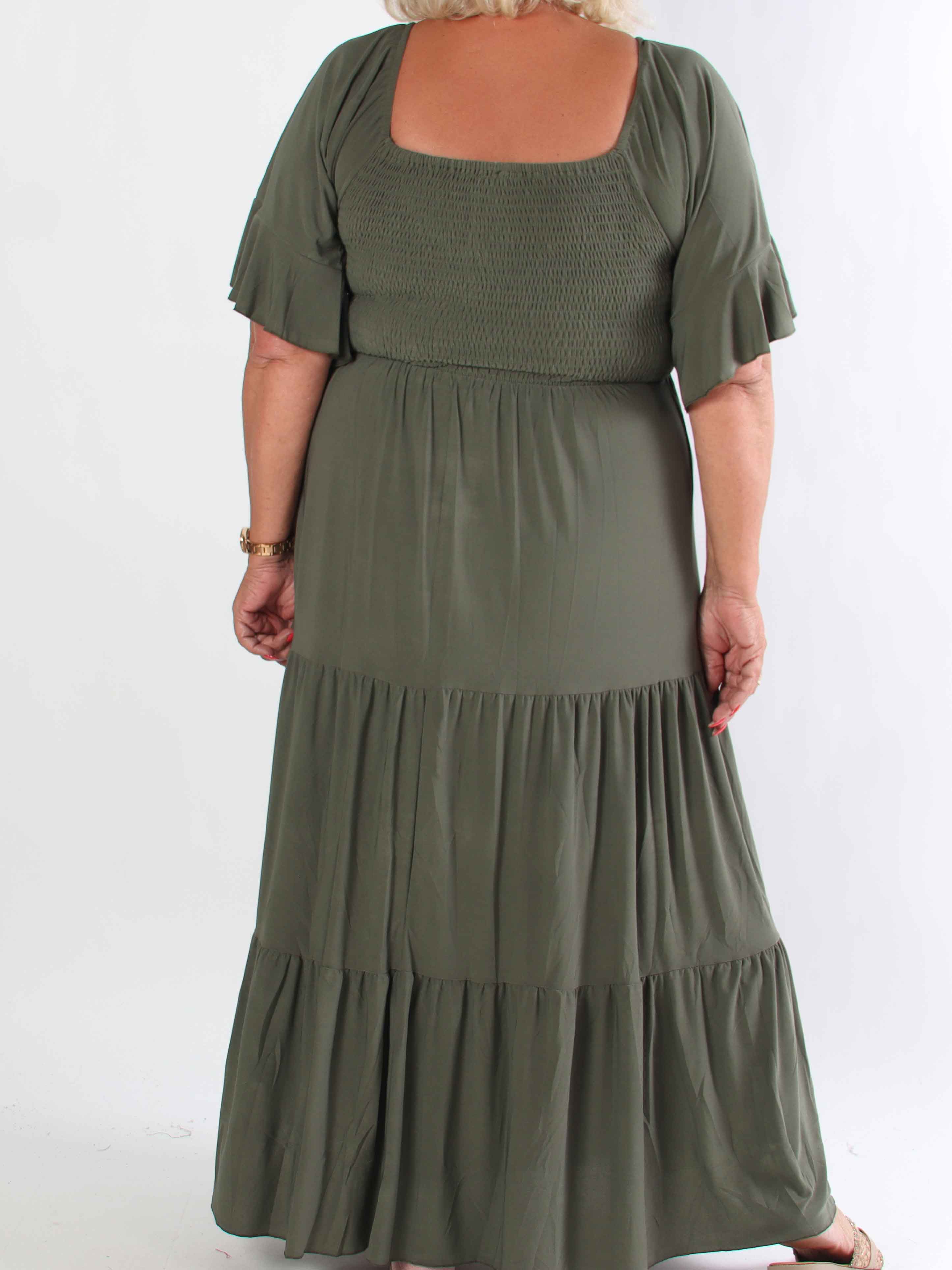 Elna Plain - Elastisk plain plus size kjole med smock over brystet