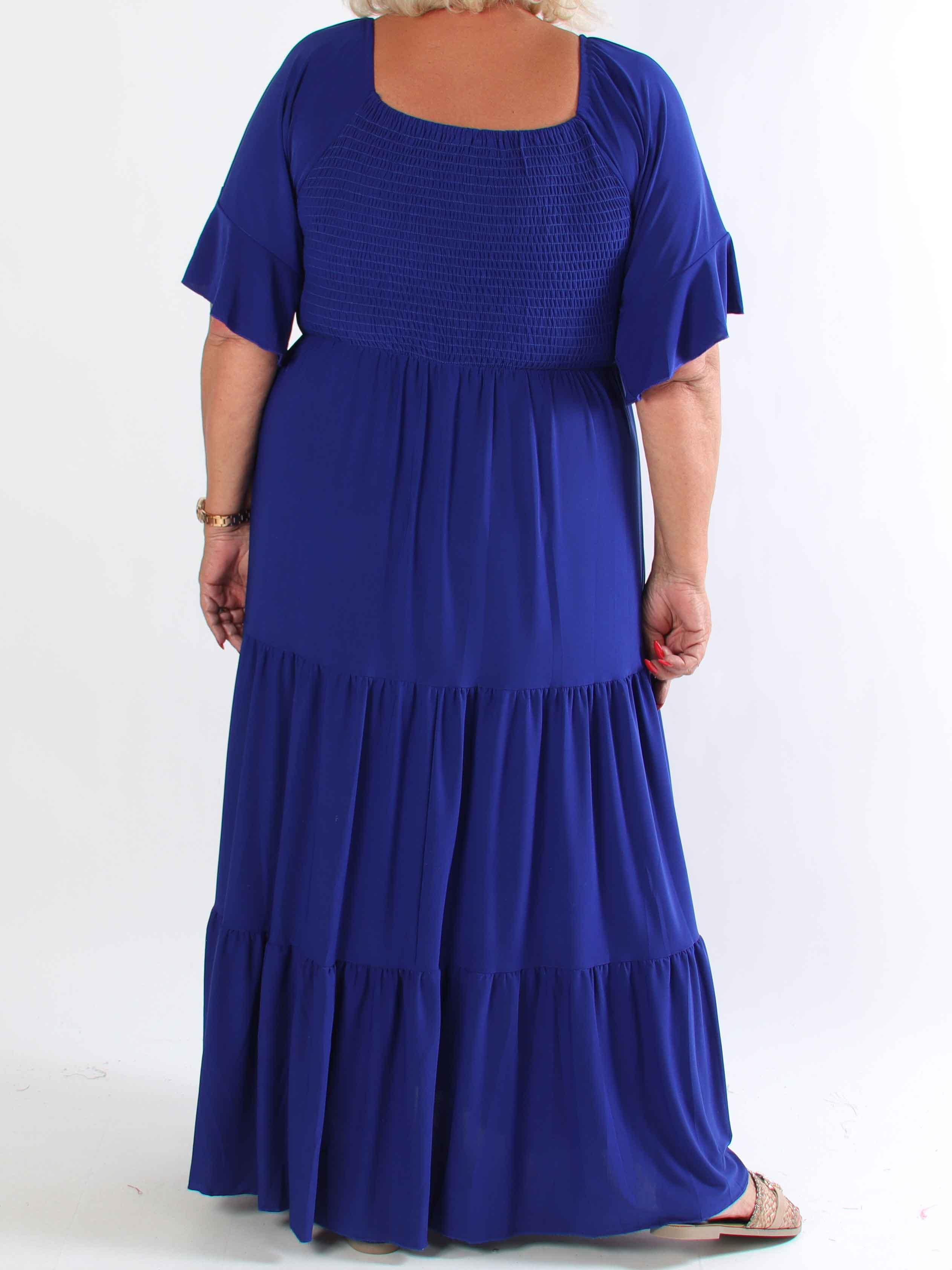 Elna Plain - Elastisk plain plus size kjole med smock over brystet