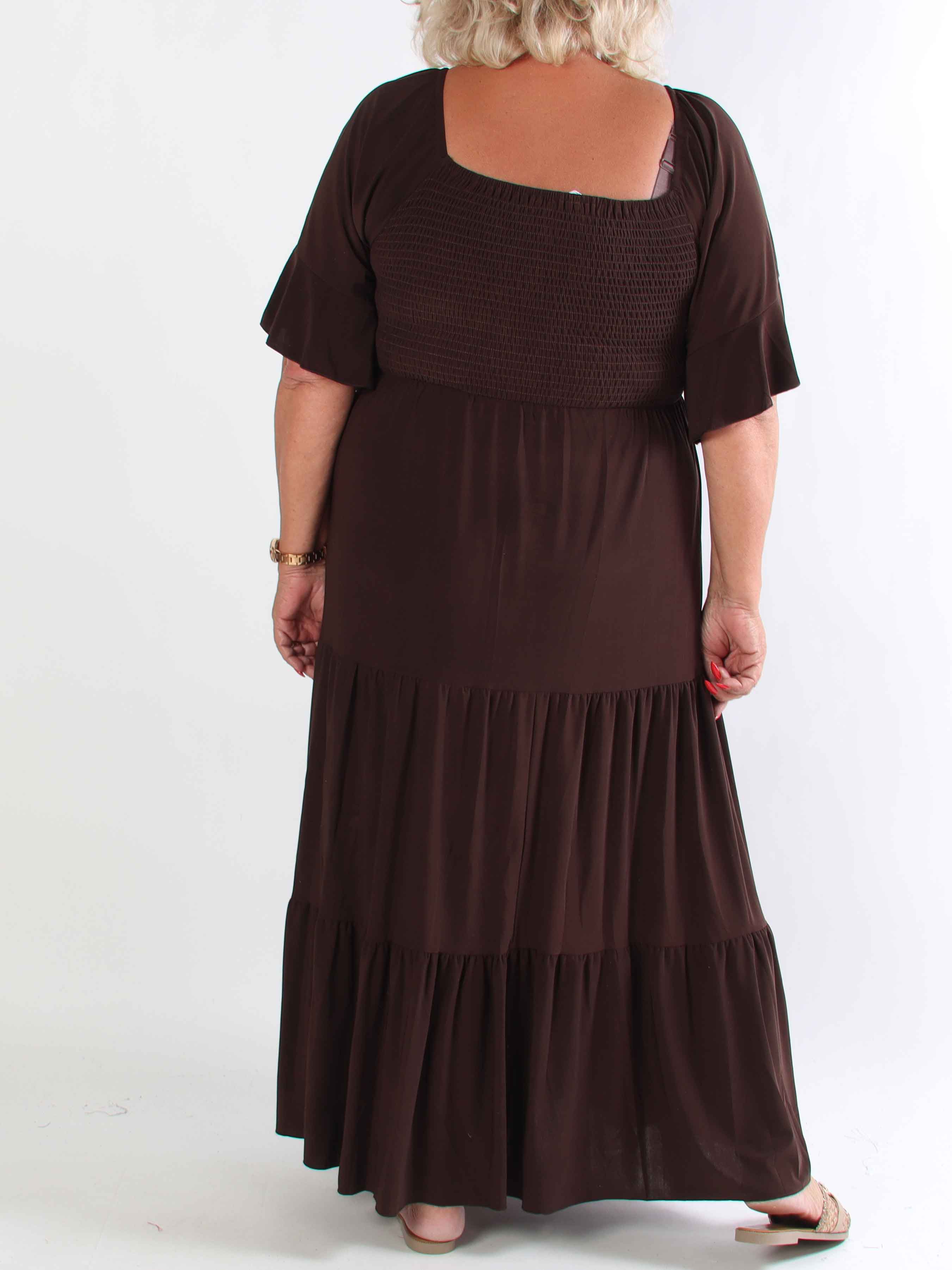 Elna Plain - Elastisk plain plus size kjole med smock over brystet