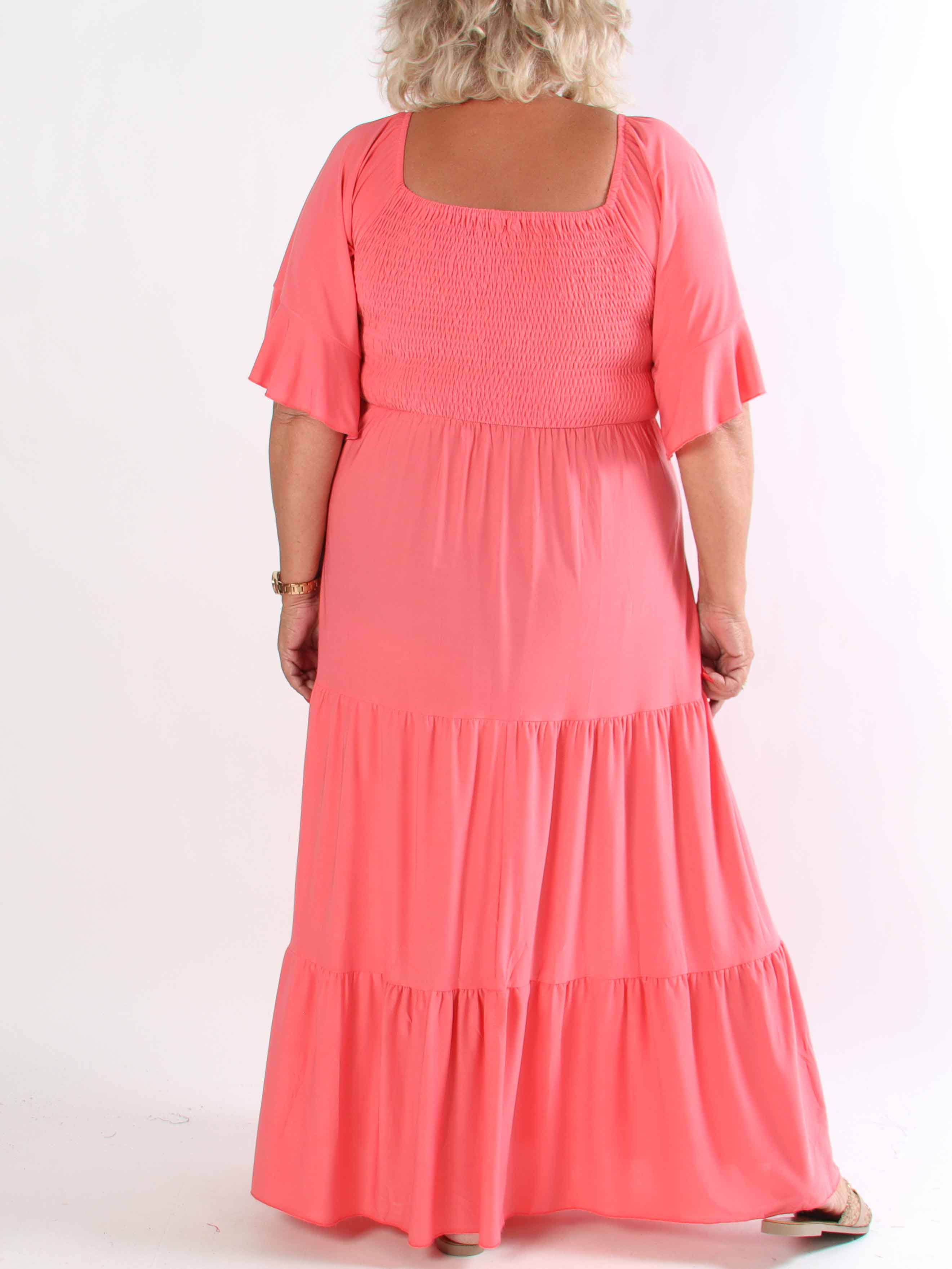 Elna Plain - Elastisk plain plus size kjole med smock over brystet