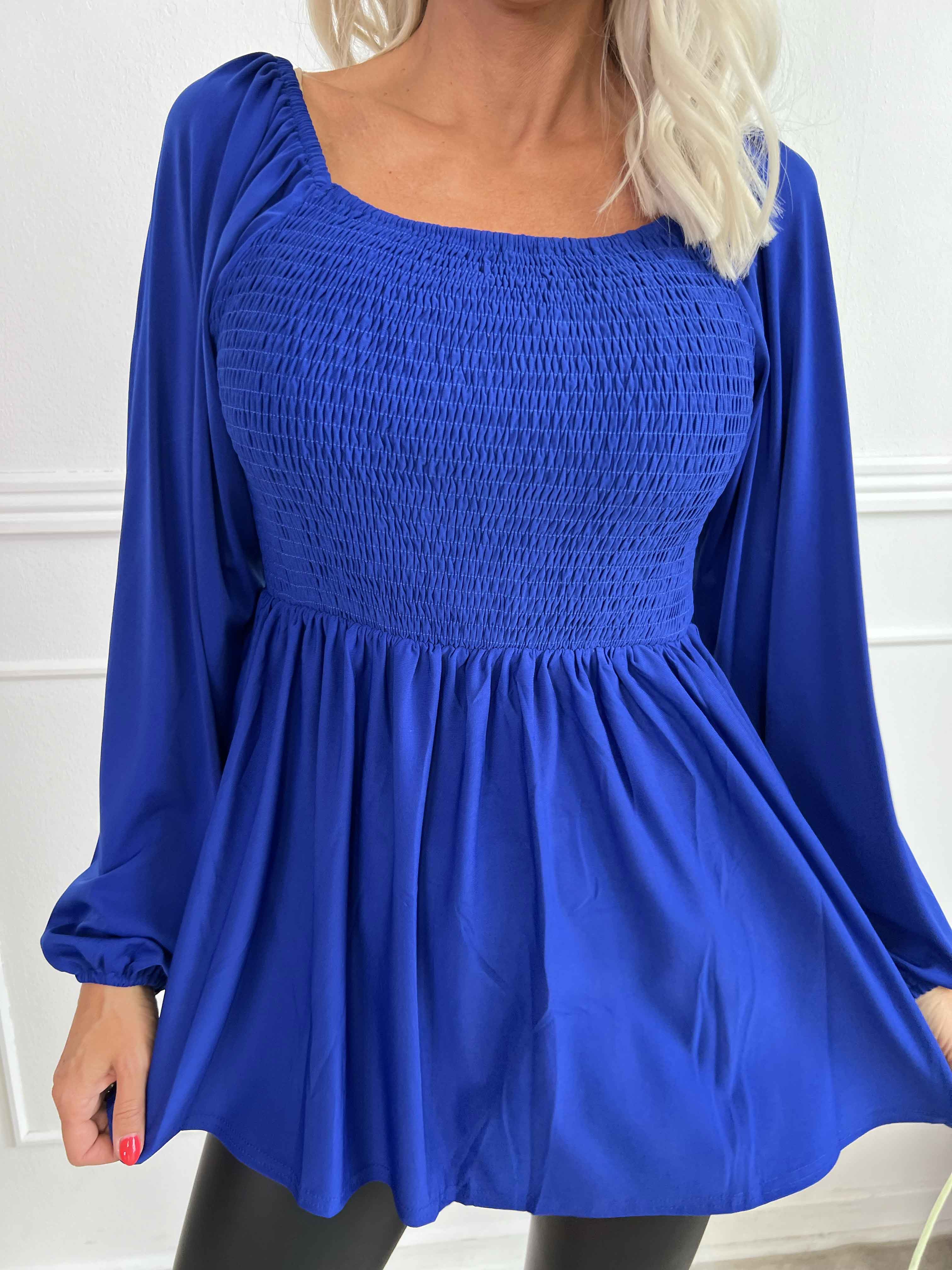 Elna Plain Shirt L/S - Elastisk bluse med smock over brystet