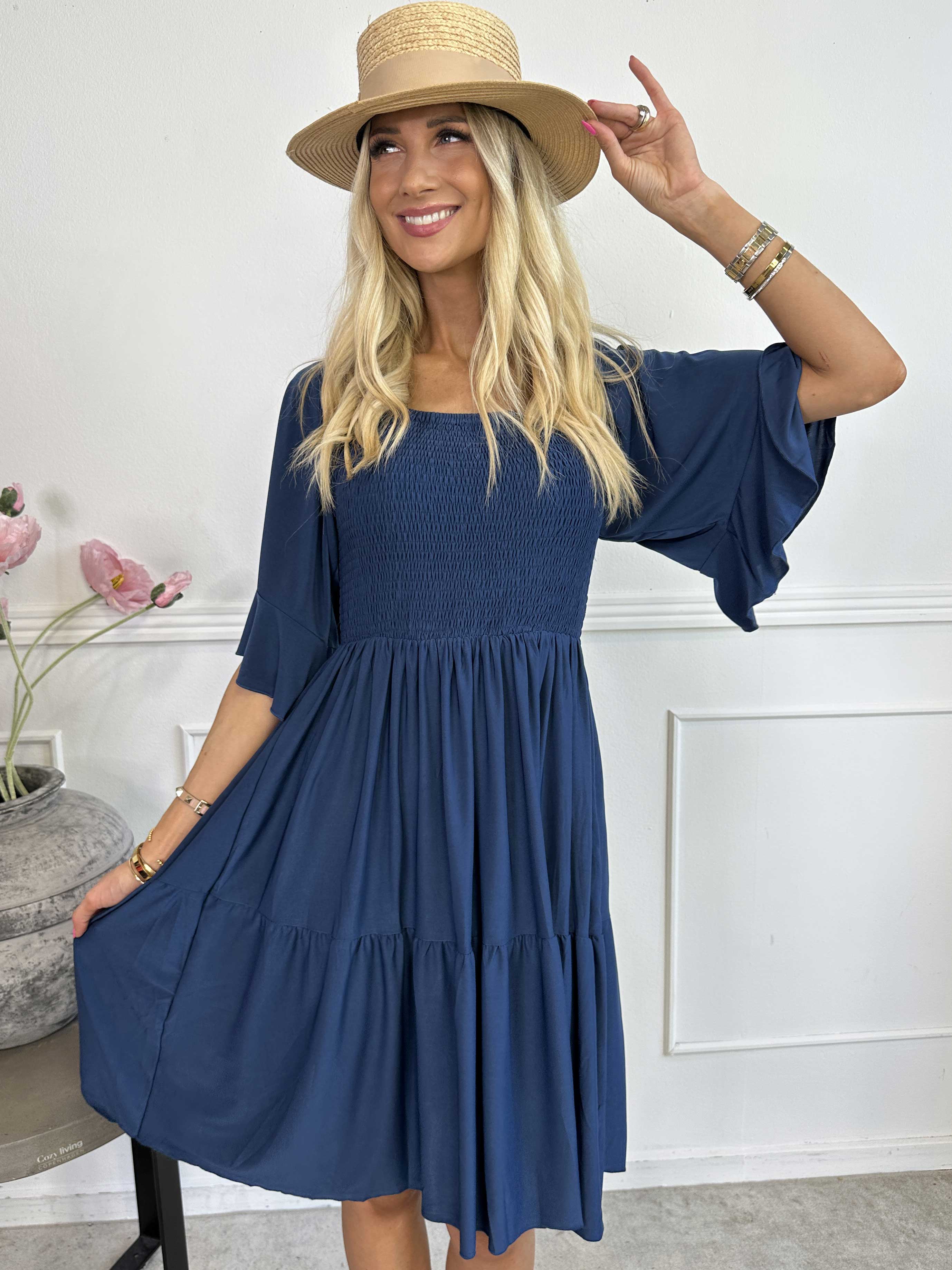 Elna Plain Short - Elastisk plain kjole med smock over brystet