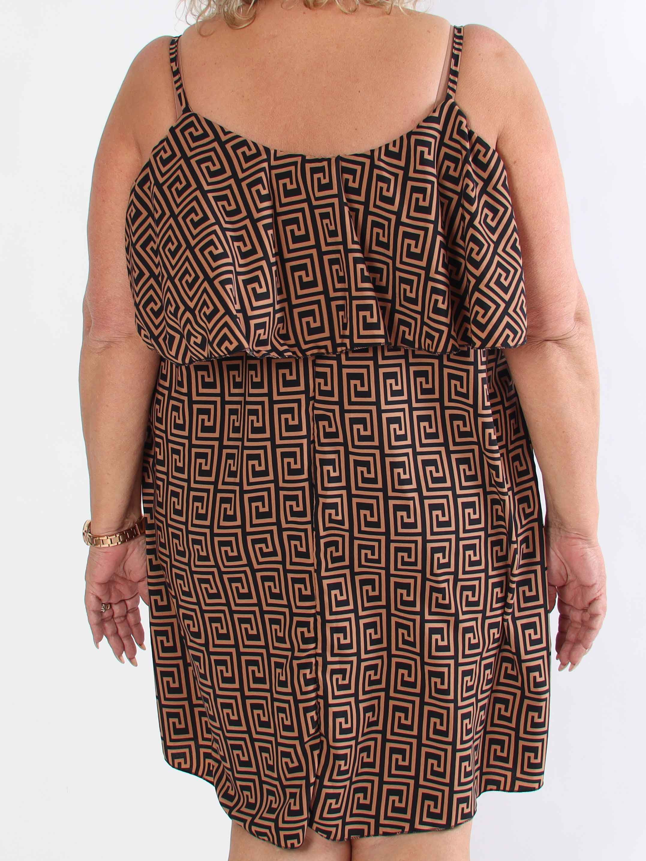 Elodie - Plus size sommerkjole i dyreprint med flæsekant