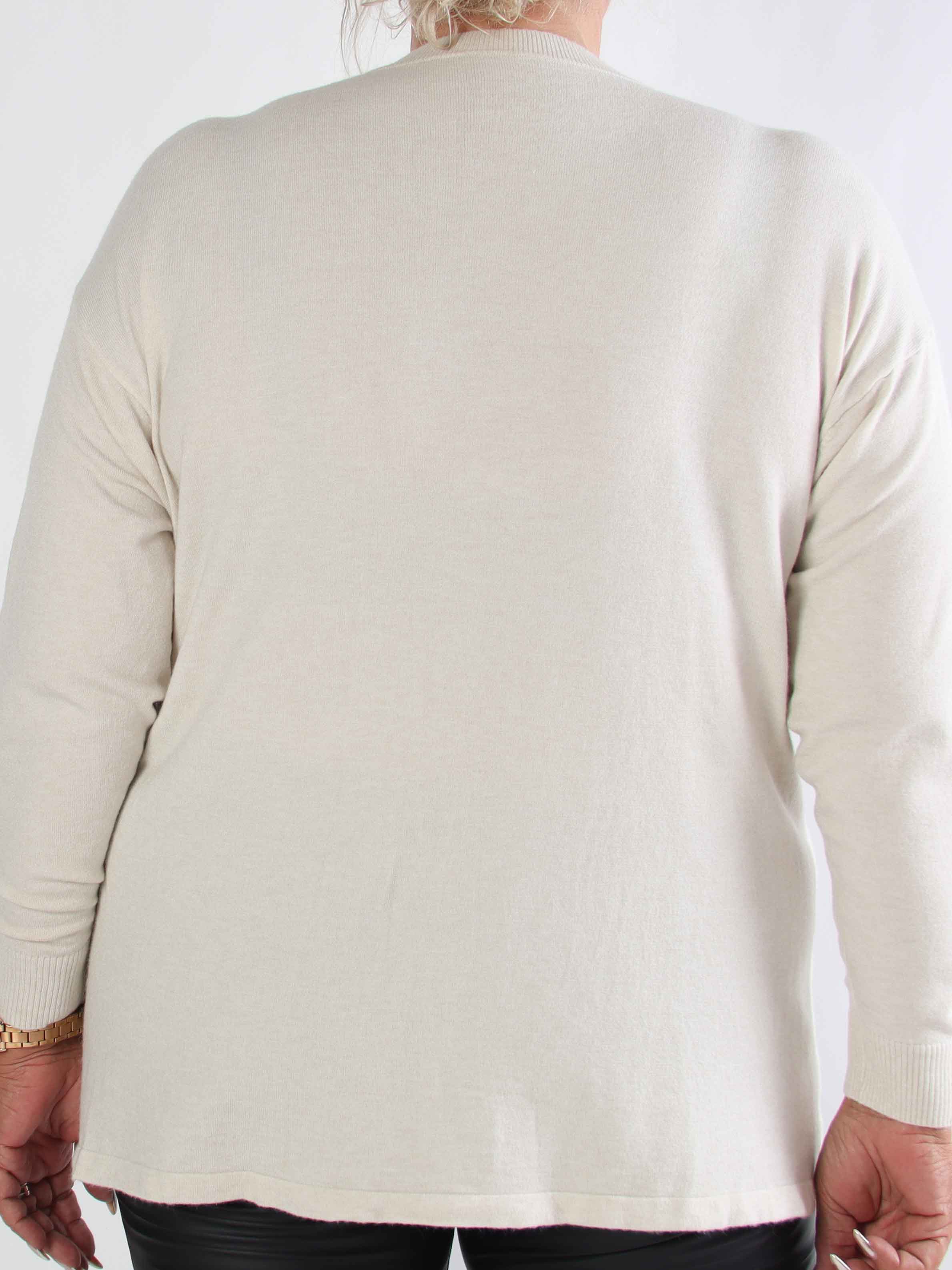 Ellrun - Plus size strikbluse med zigzag af similisten i bunden