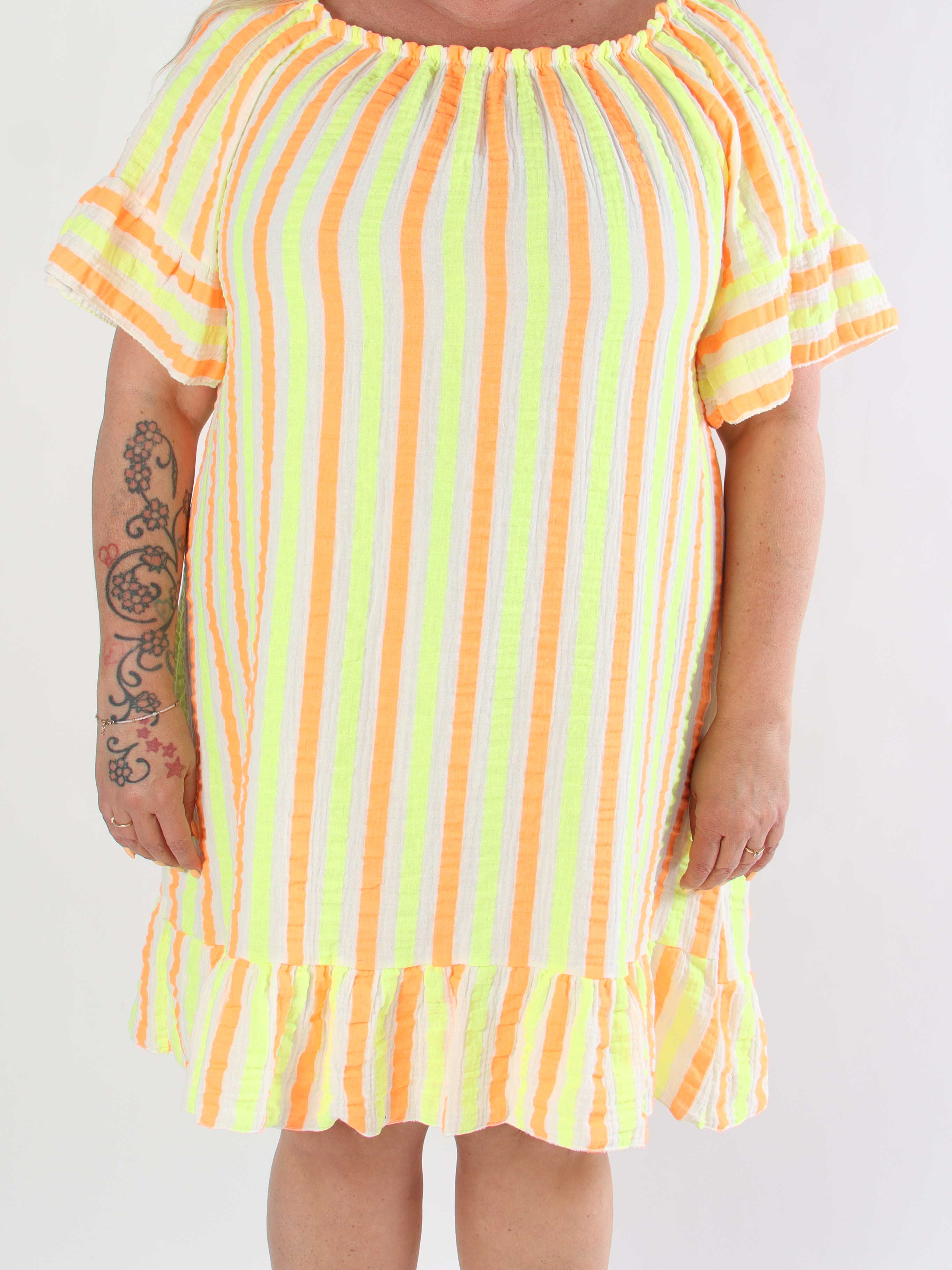 Elsie - Stribet kjole i blødt bomulds bæk og bølge stof