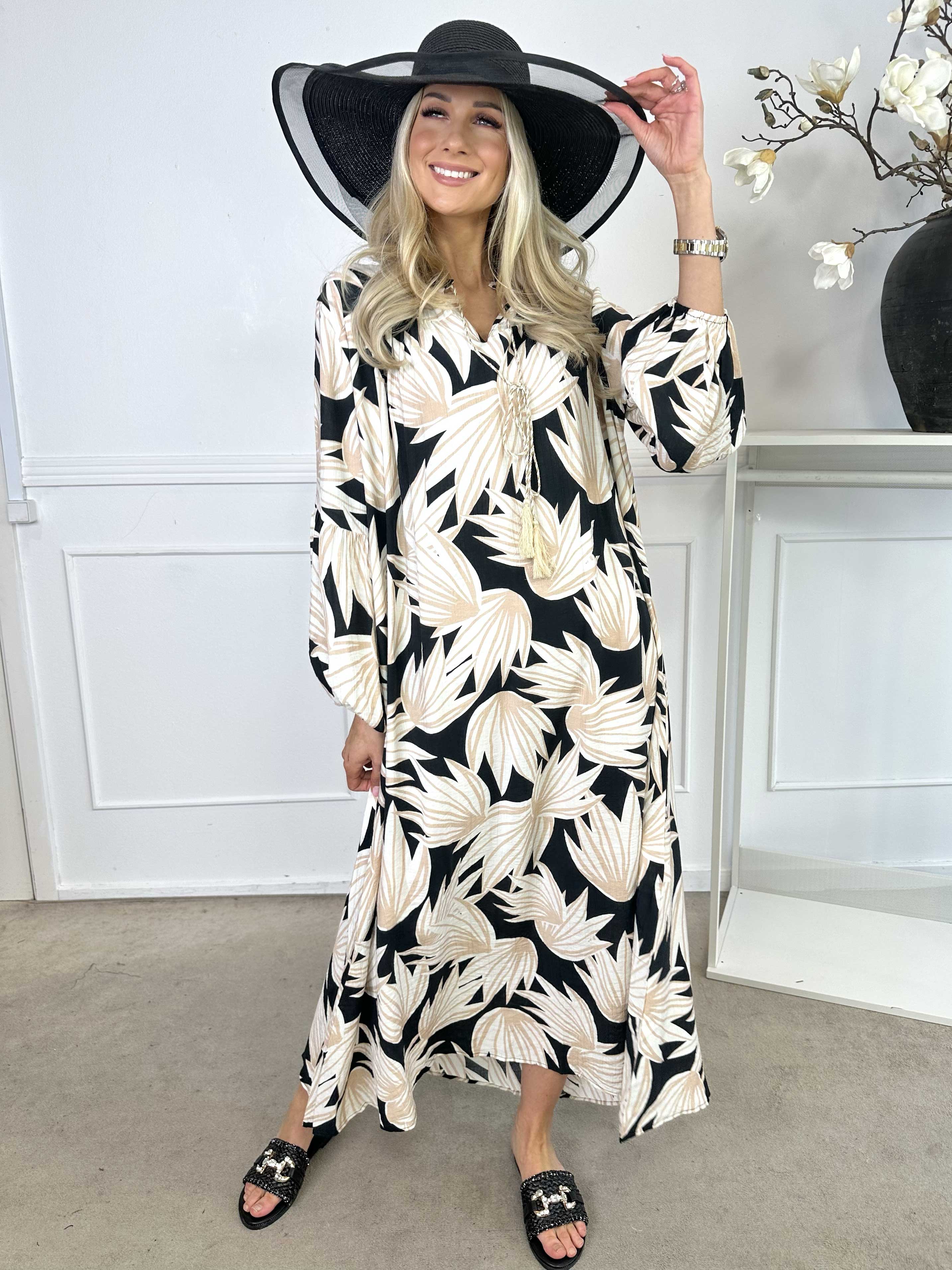 Emma - Sød lang boheme viskosekjole i løs pasform