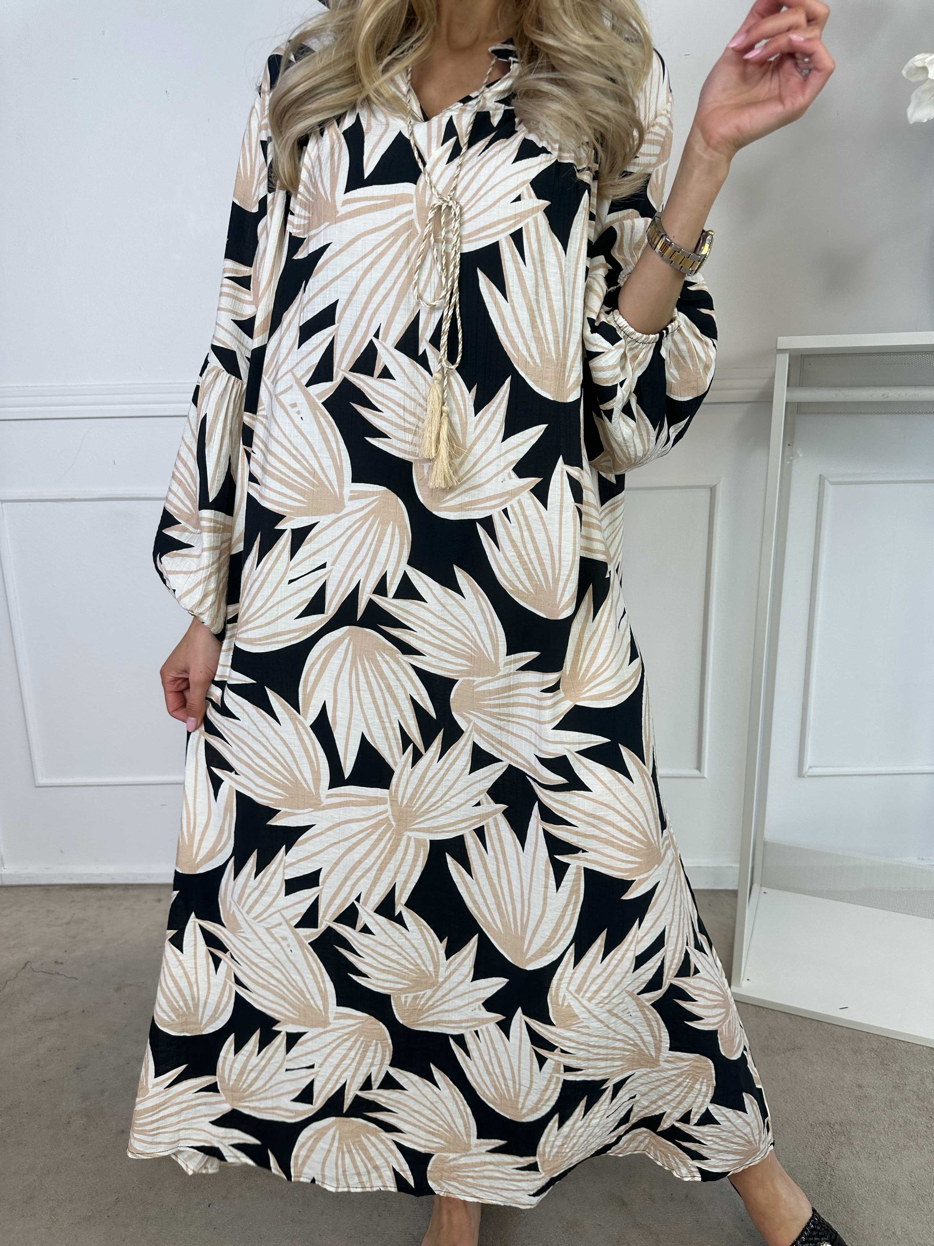 Emma - Sød lang boheme viskosekjole i løs pasform