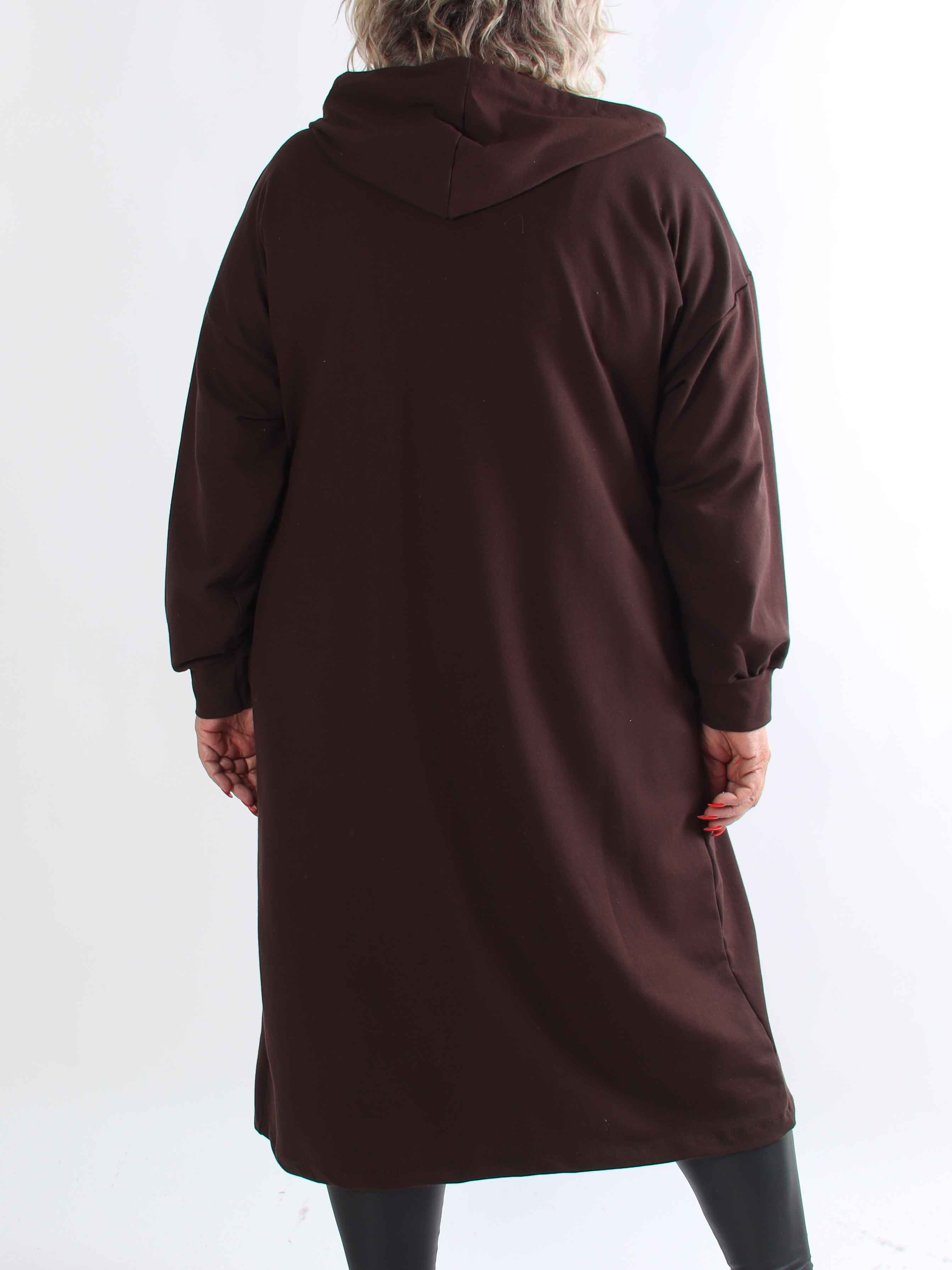 Erika - Plus size blød hoodiekjole i bomuld med “Copenhagen”-print på brystet