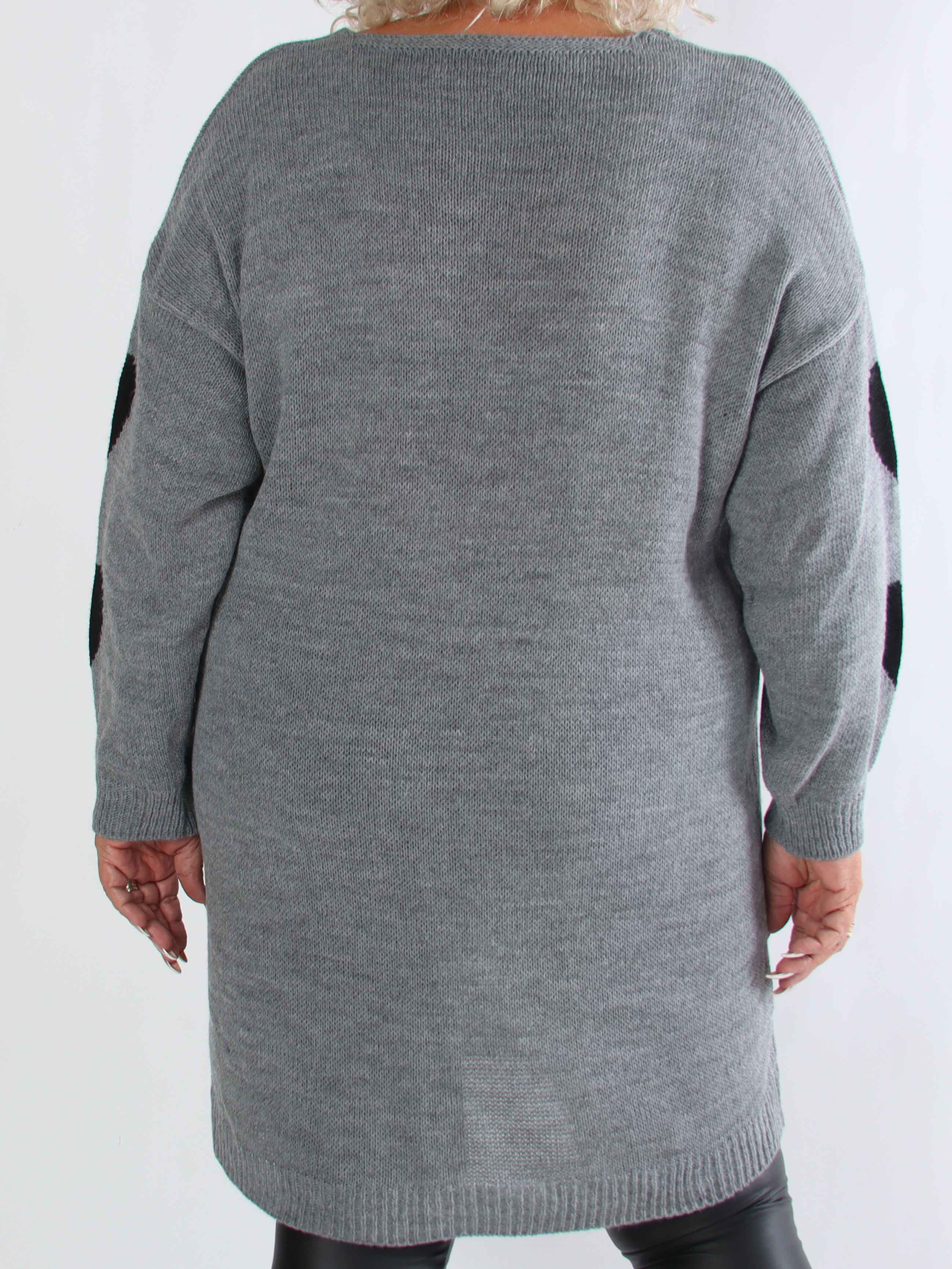 Esly - Plus size strikkjole med hjerter og v-udskæring