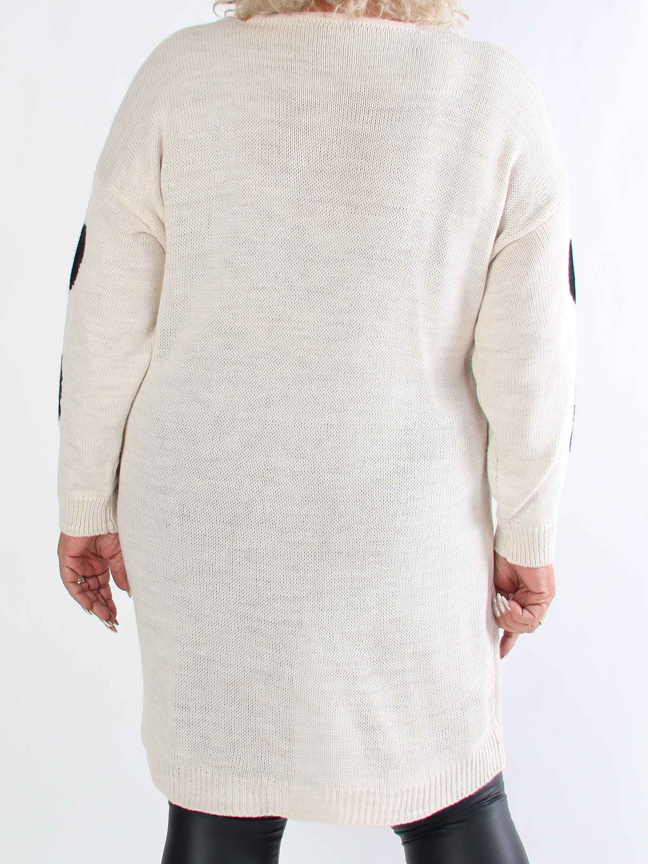 Esly - Plus size strikkjole med hjerter og v-udskæring