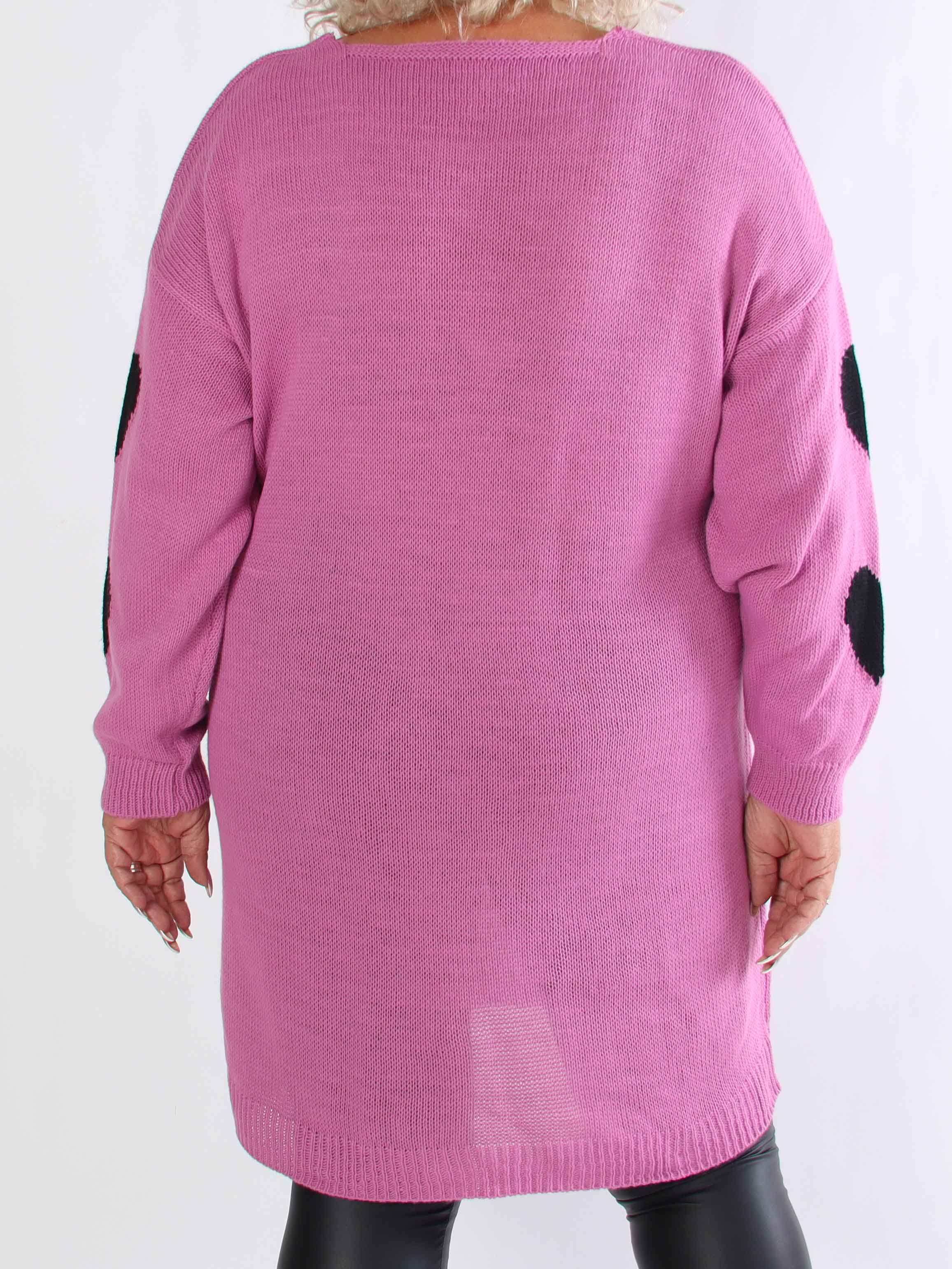 Esly - Plus size strikkjole med hjerter og v-udskæring