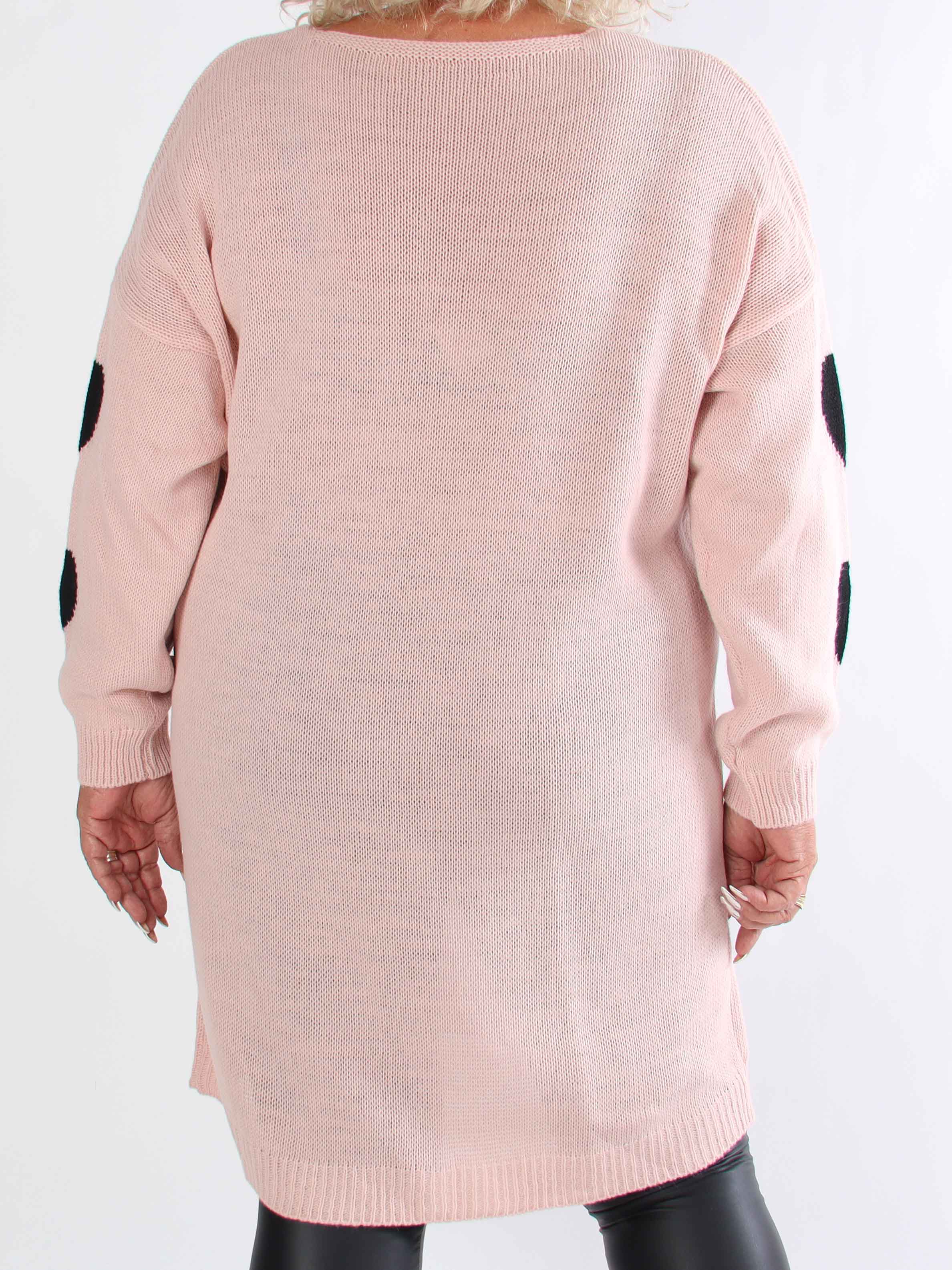 Esly - Plus size strikkjole med hjerter og v-udskæring