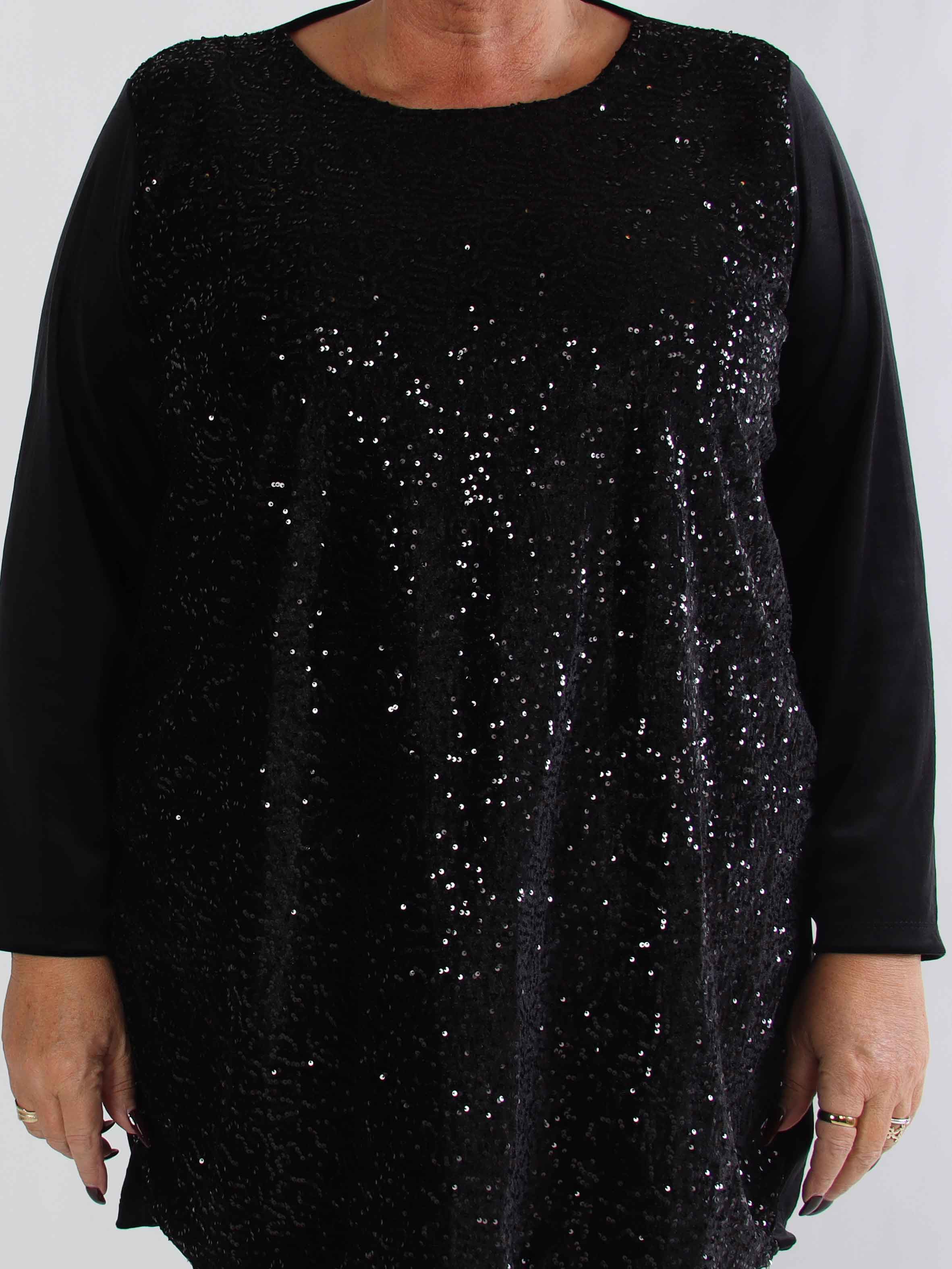 Eumonia - Blød plus size tunikakjole med pailletter