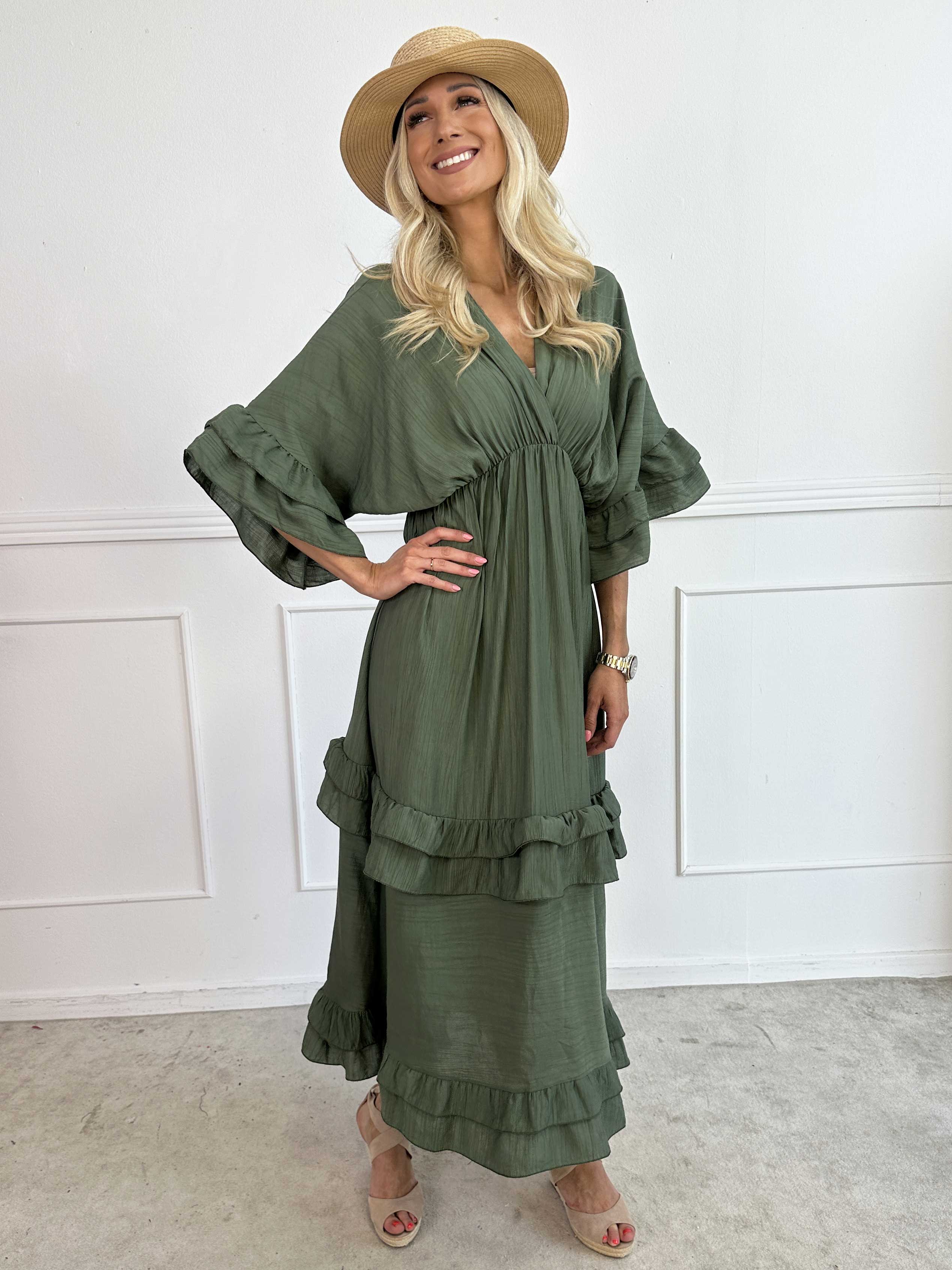 Europe - Sød lang kjole i viskose med flæsedetaljer