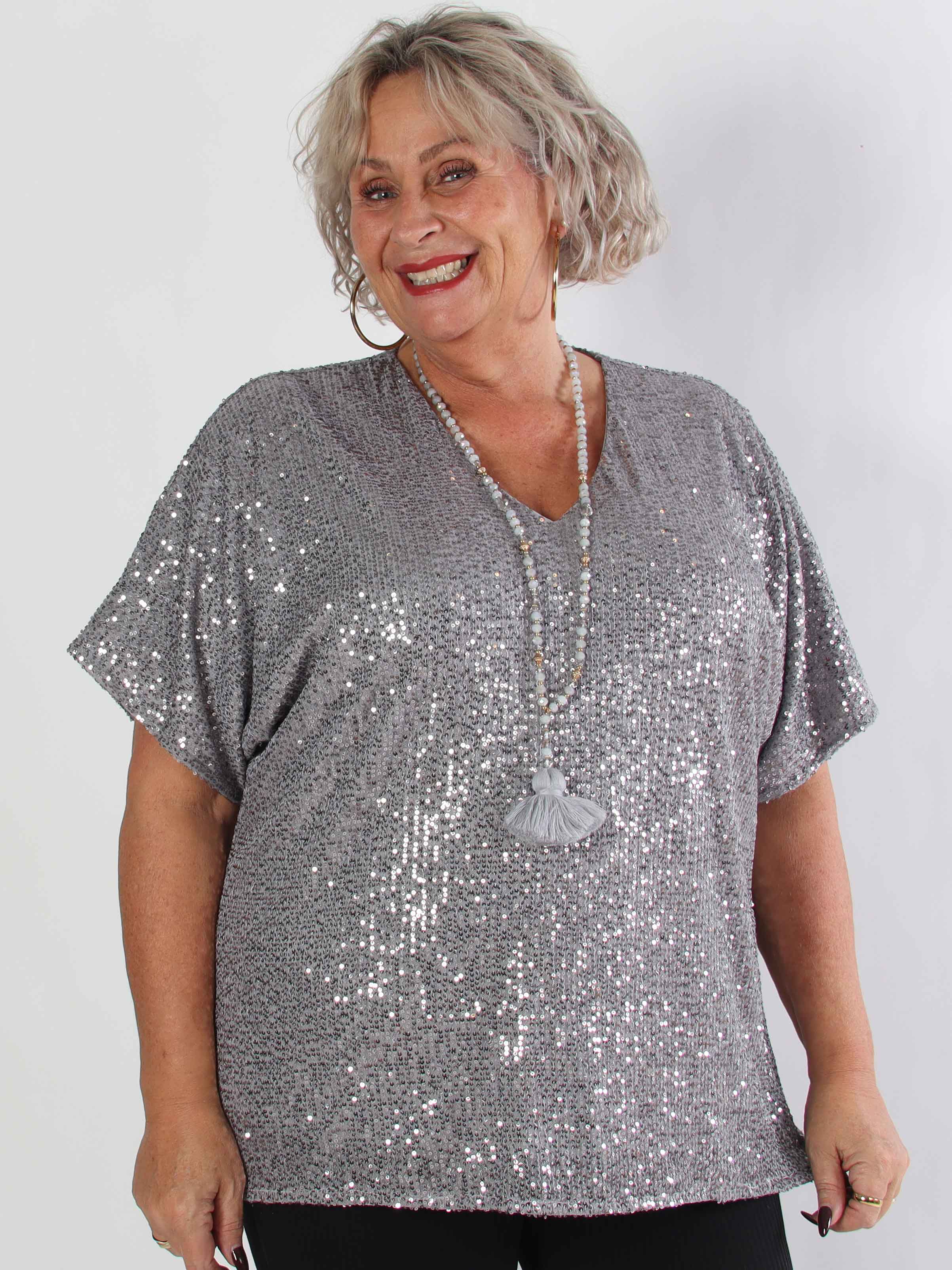 Evandie - Sød glitrende plus size tunika med pailletter