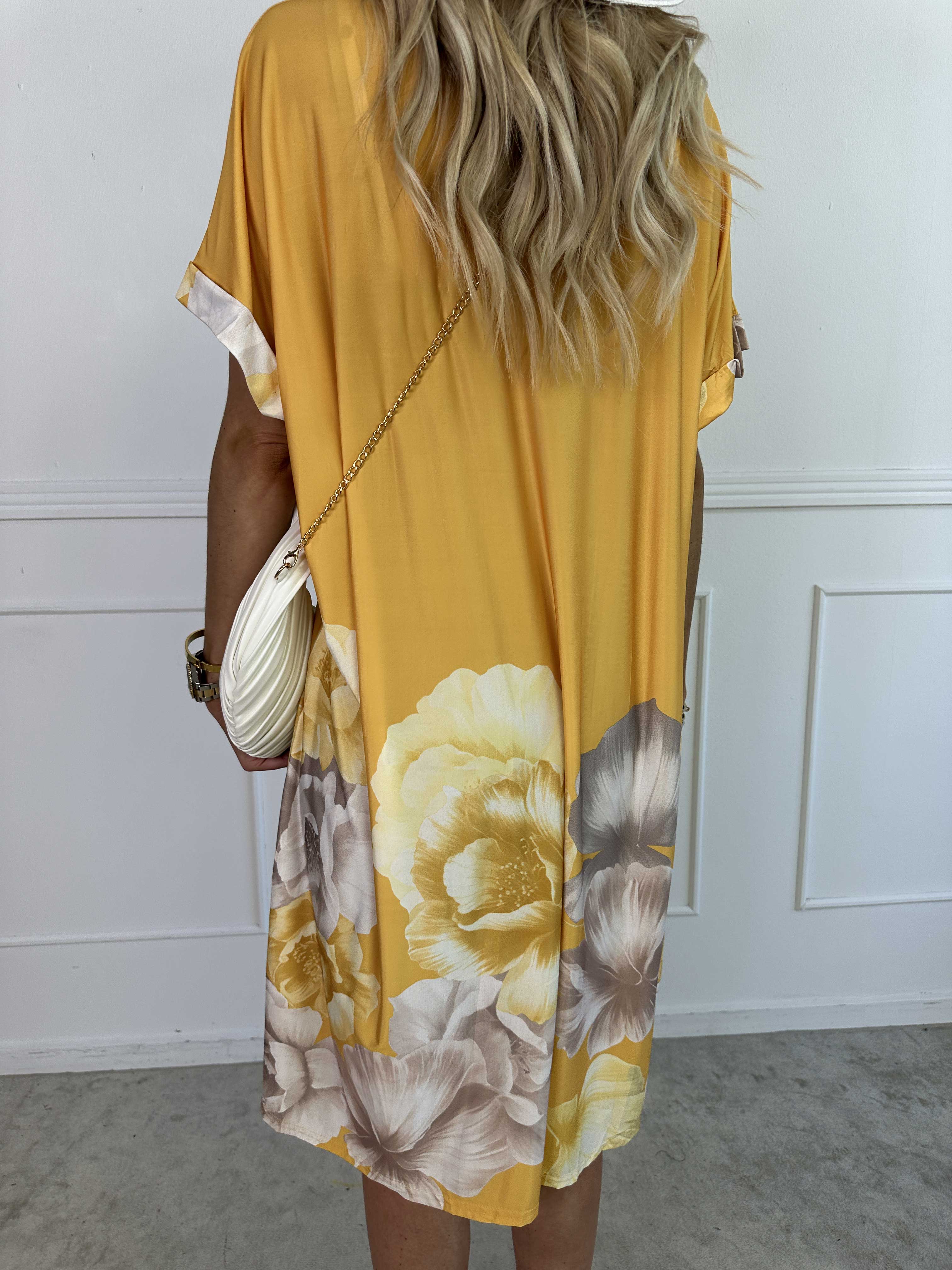 Evie Peony - Løs tunikakjole i elastisk stof med blomsterprint