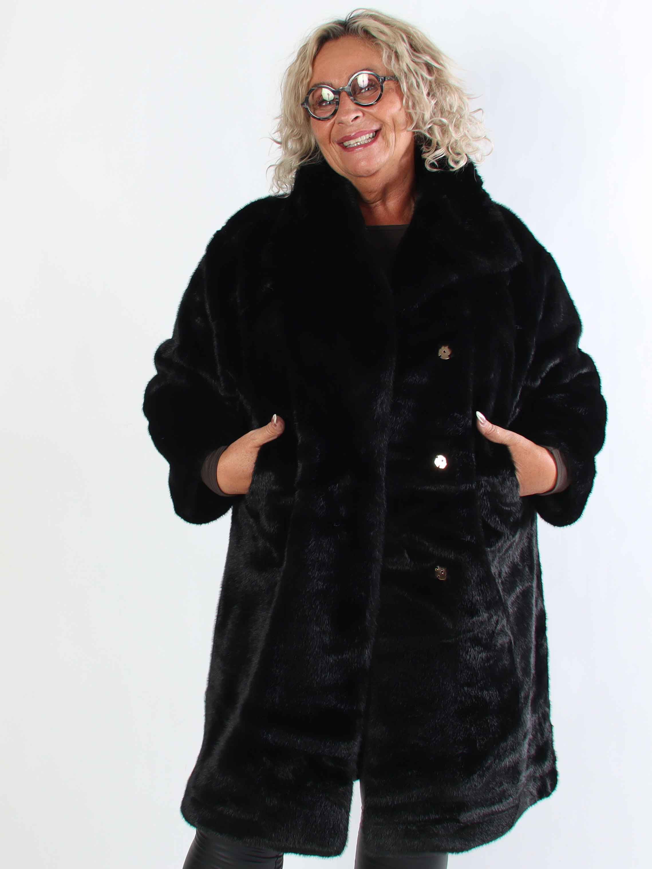 Federica - Blød faux fur frakke med krave