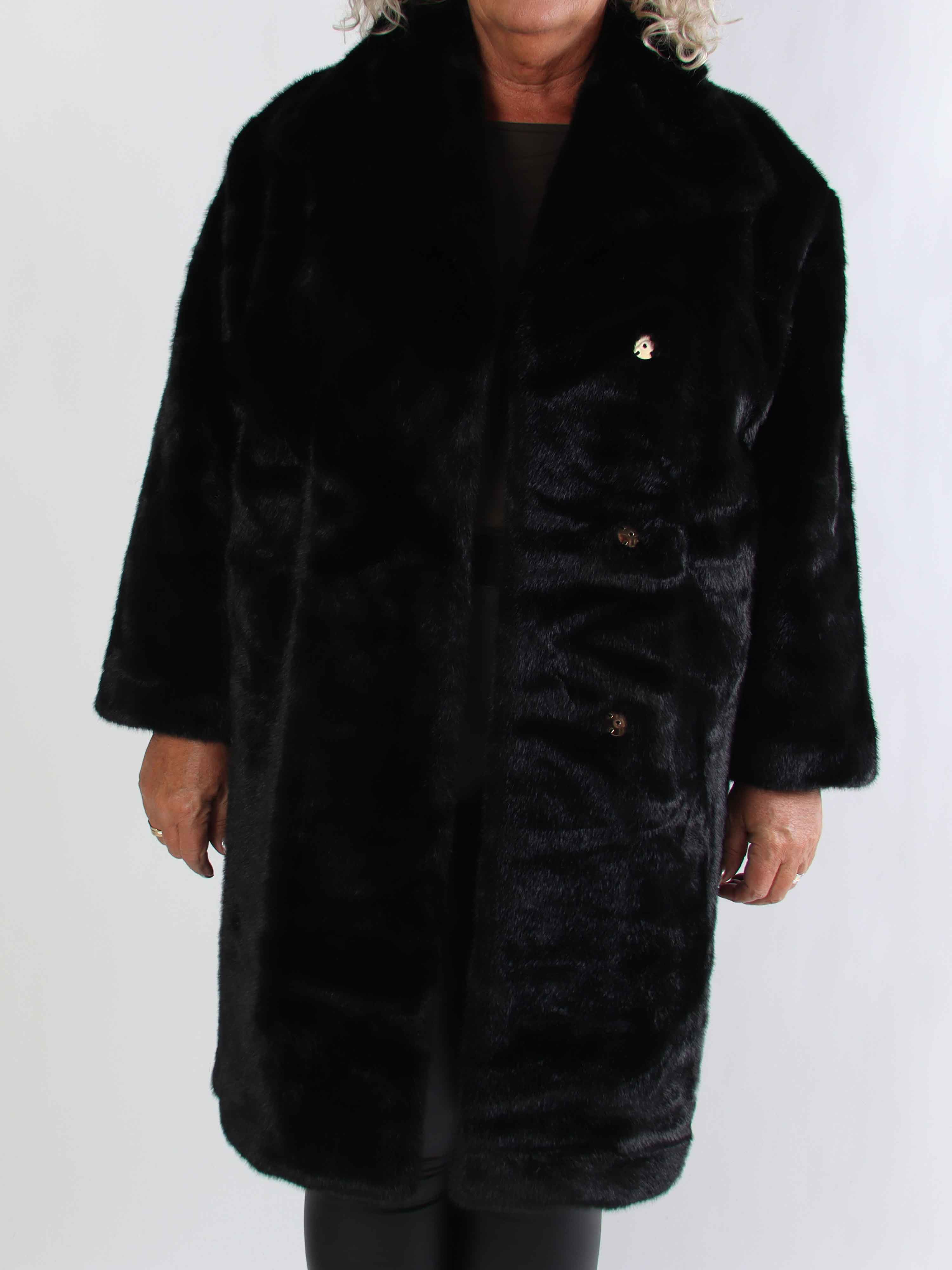 Federica - Blød faux fur frakke med krave