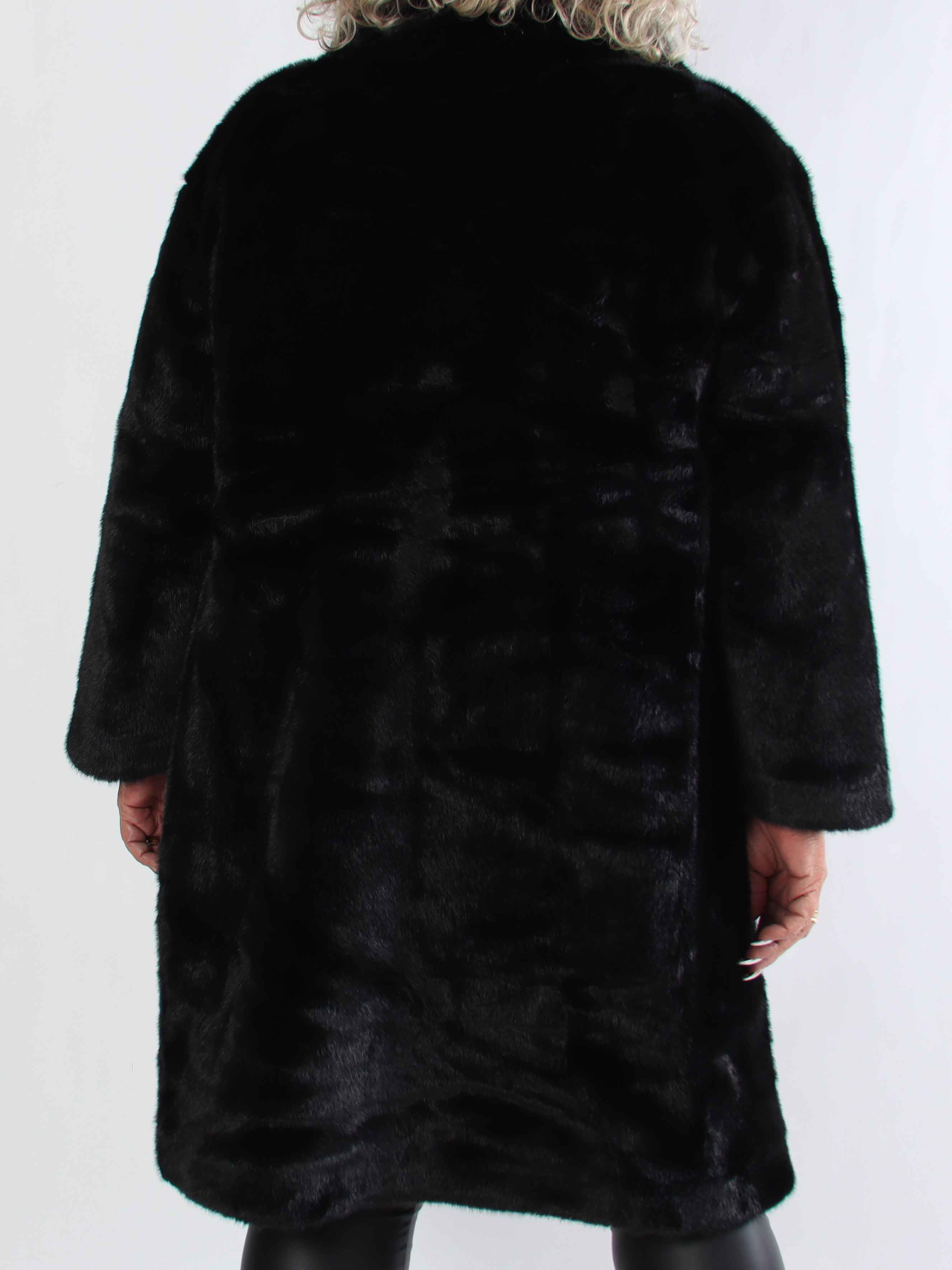 Federica - Blød faux fur frakke med krave