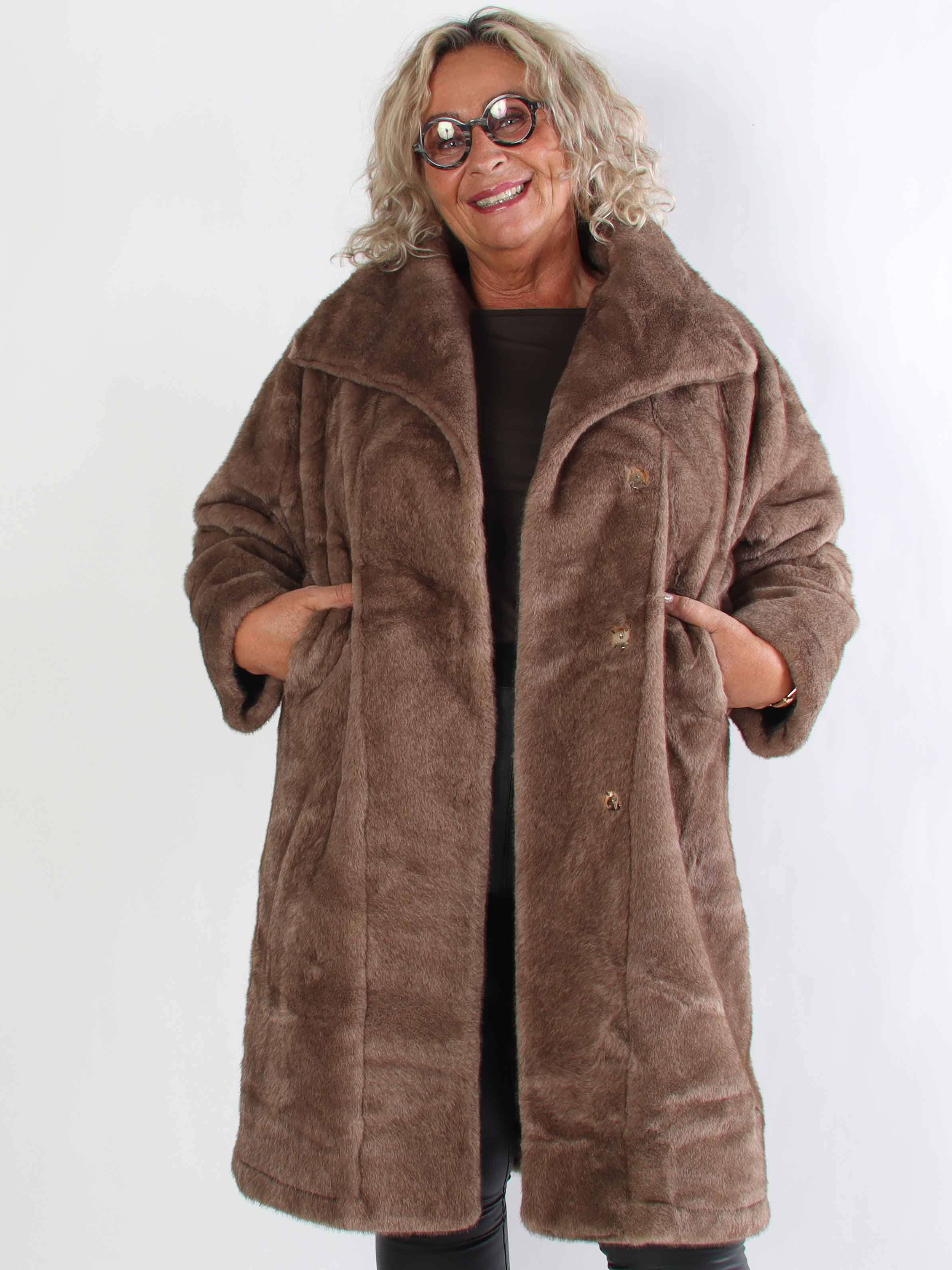 Federica - Blød faux fur frakke med krave