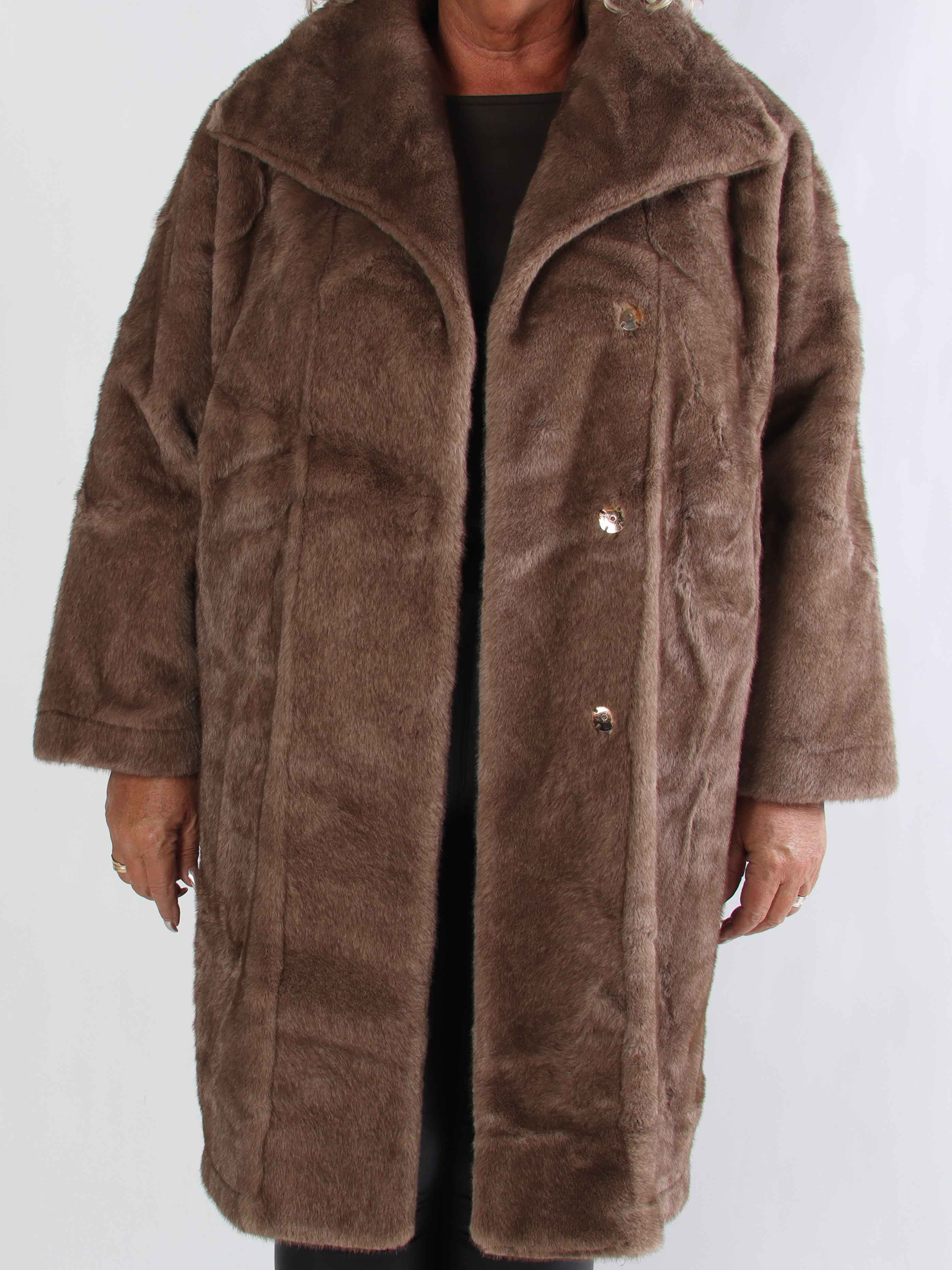 Federica - Blød faux fur frakke med krave