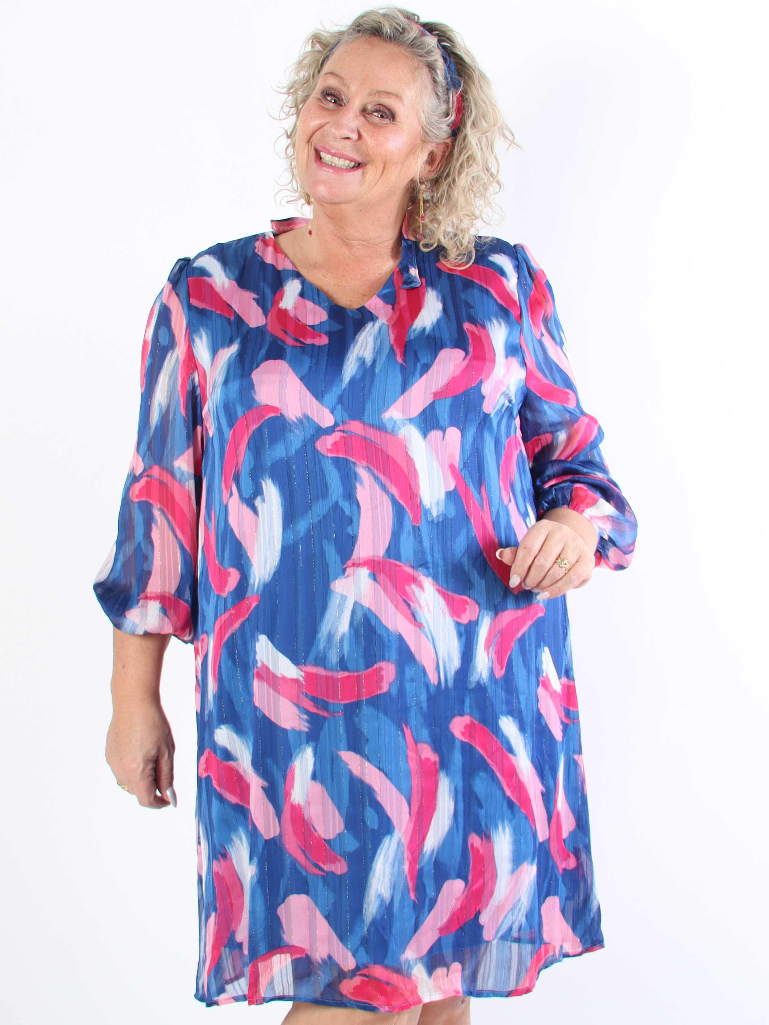 Filipa - Mønstret tunikakjole med glimmertråde