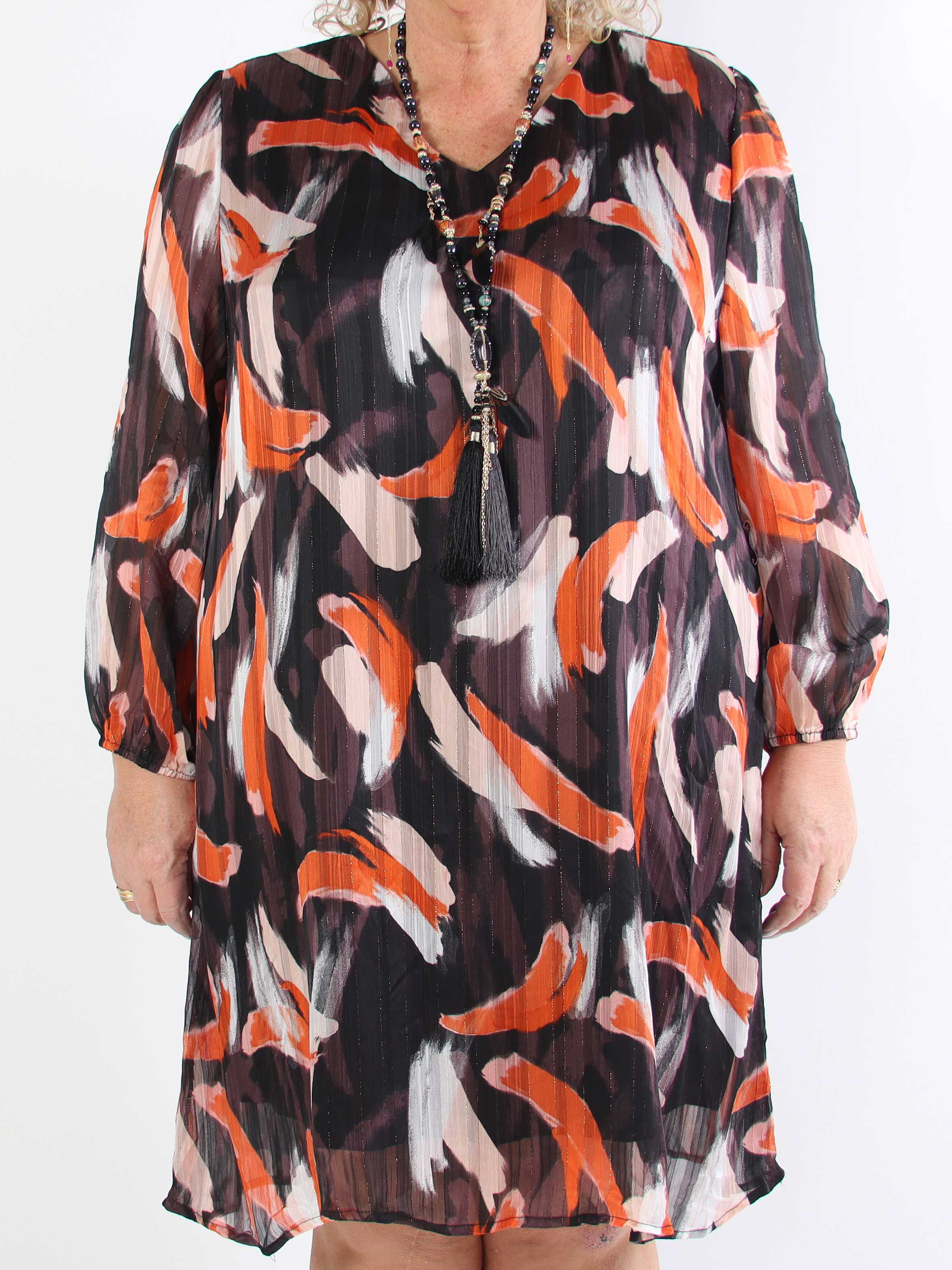 Filipa - Mønstret tunikakjole med glimmertråde