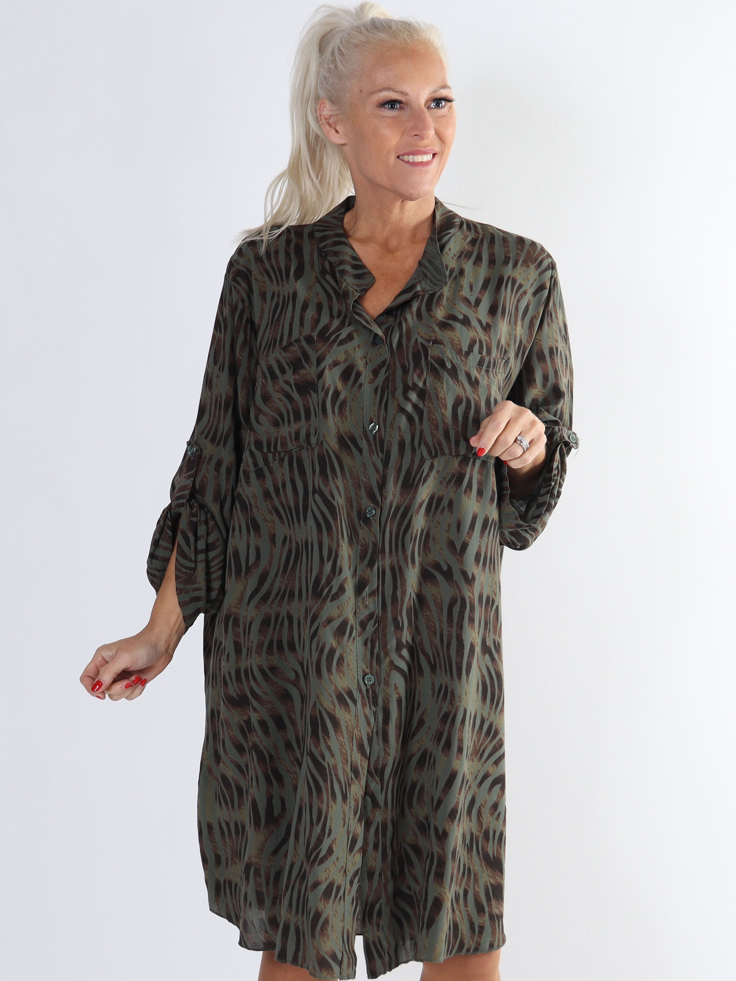 Firenze - Plus size skjorte i bomuld med dyrestriber