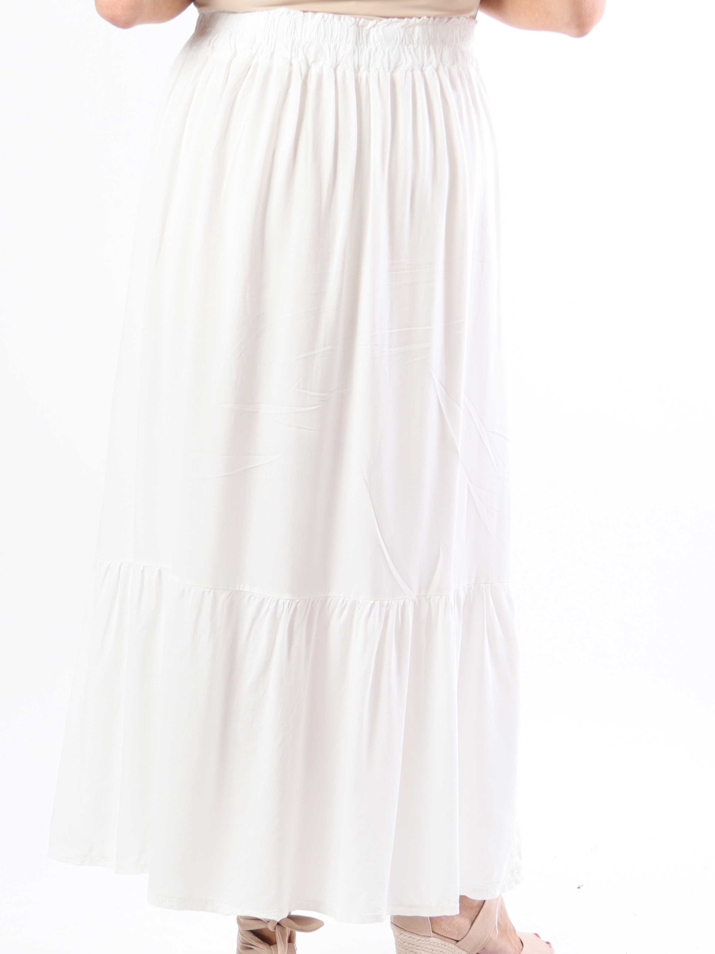 Florida - Sød plus size nederdel i viskose med flæsekant forneden