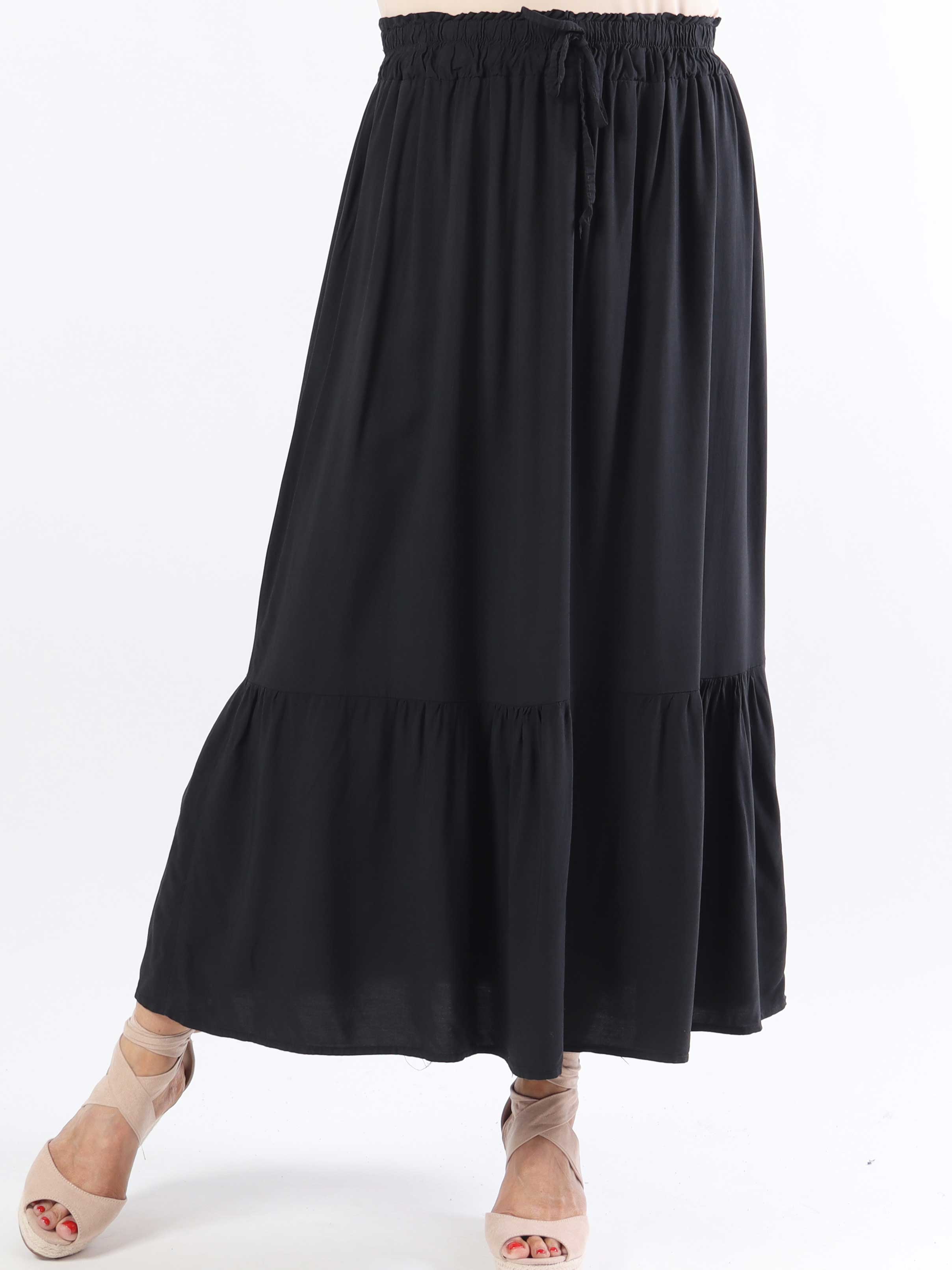 Florida - Sød plus size nederdel i viskose med flæsekant forneden