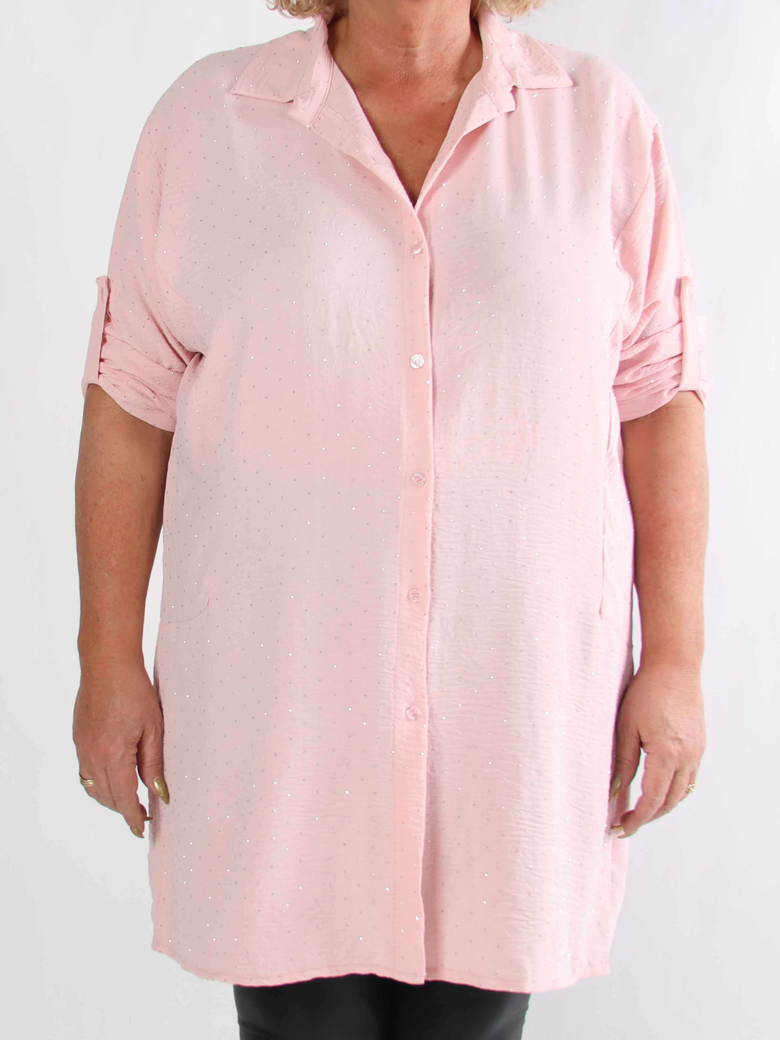 Franci - Plus size skjortekjole i viskose med similisten