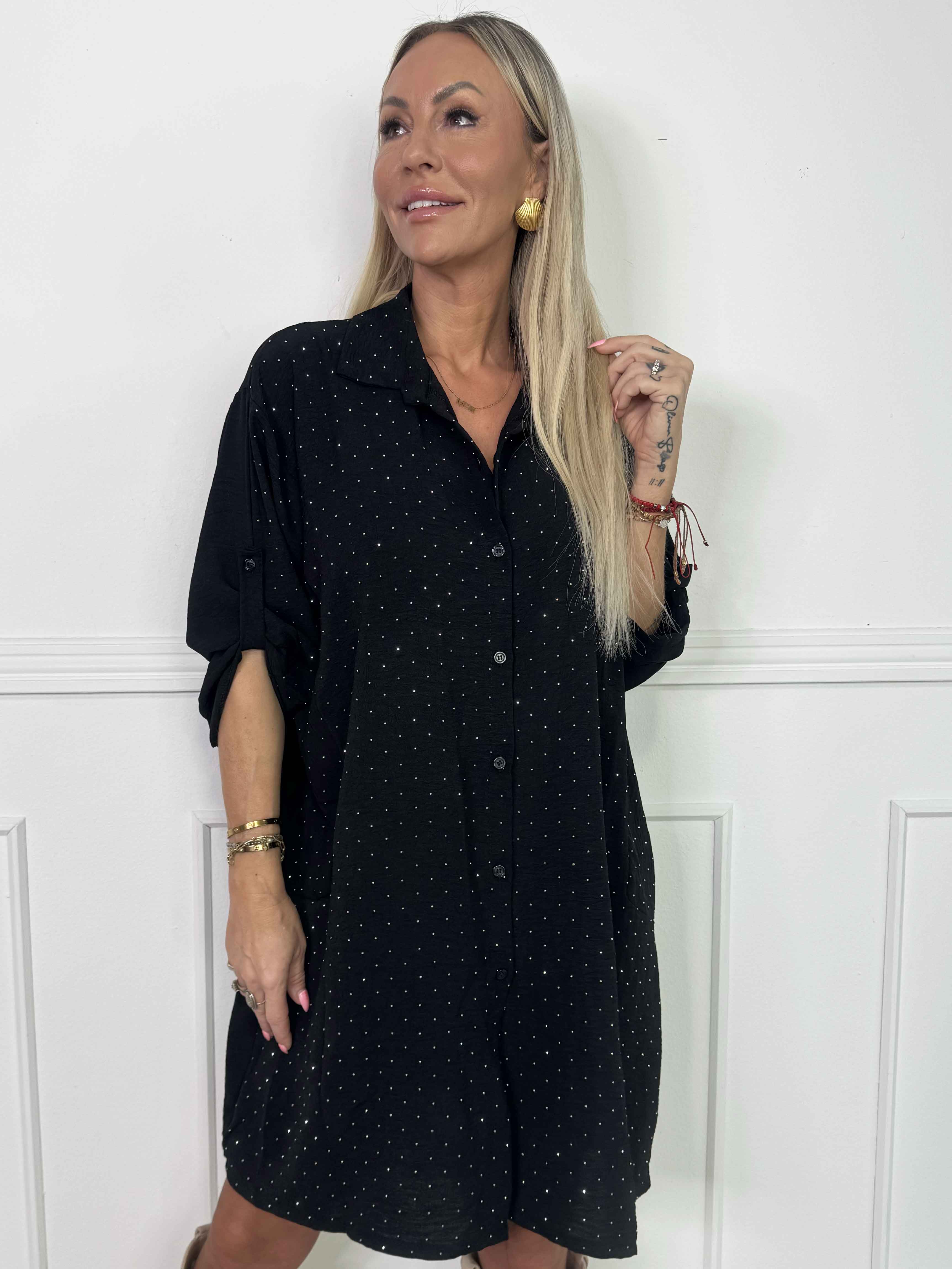 Franci - Skjortekjole i viskose med similisten