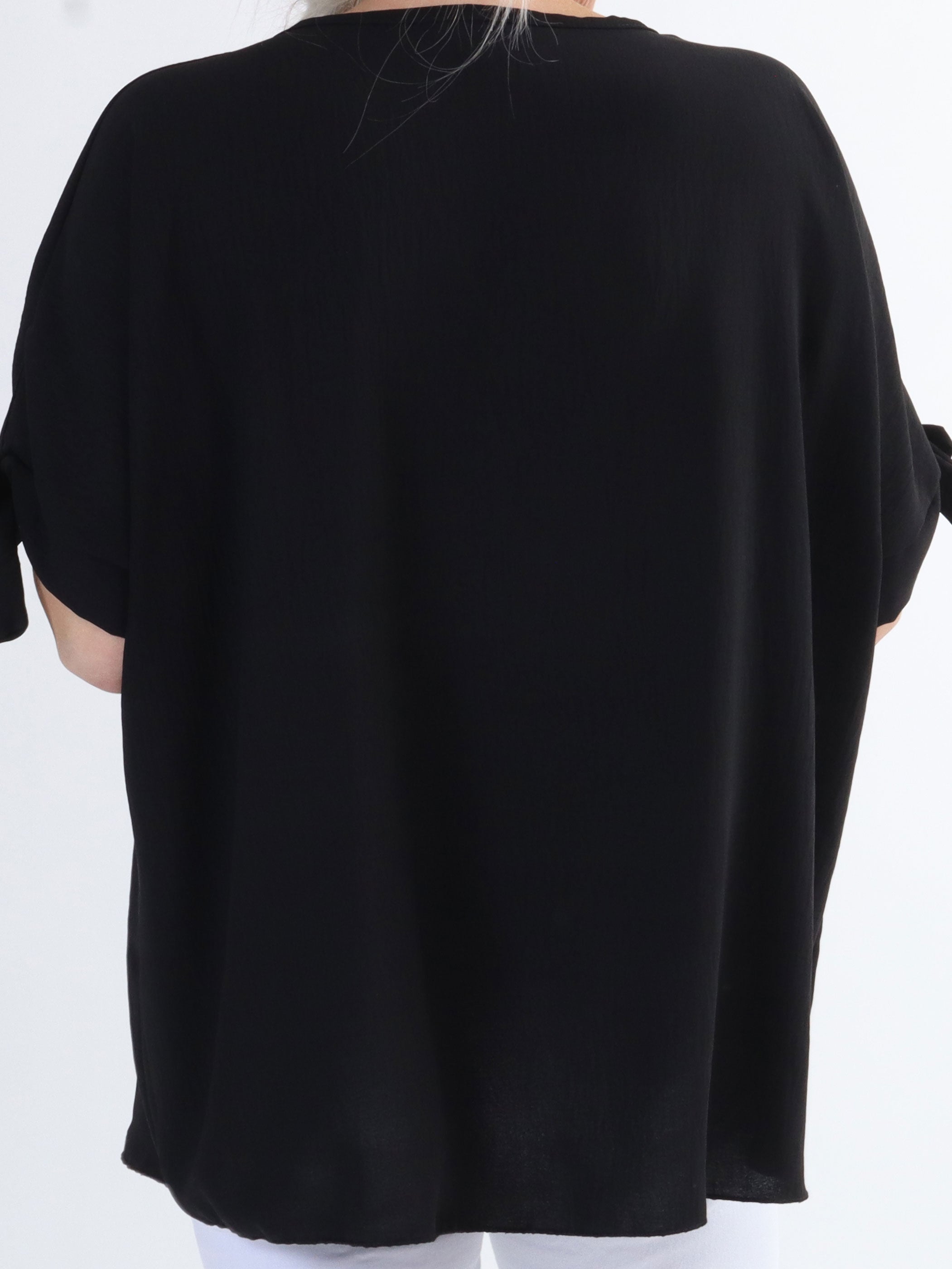 Frankie - Plus size tunika med lynlås og sløje på ærmerne