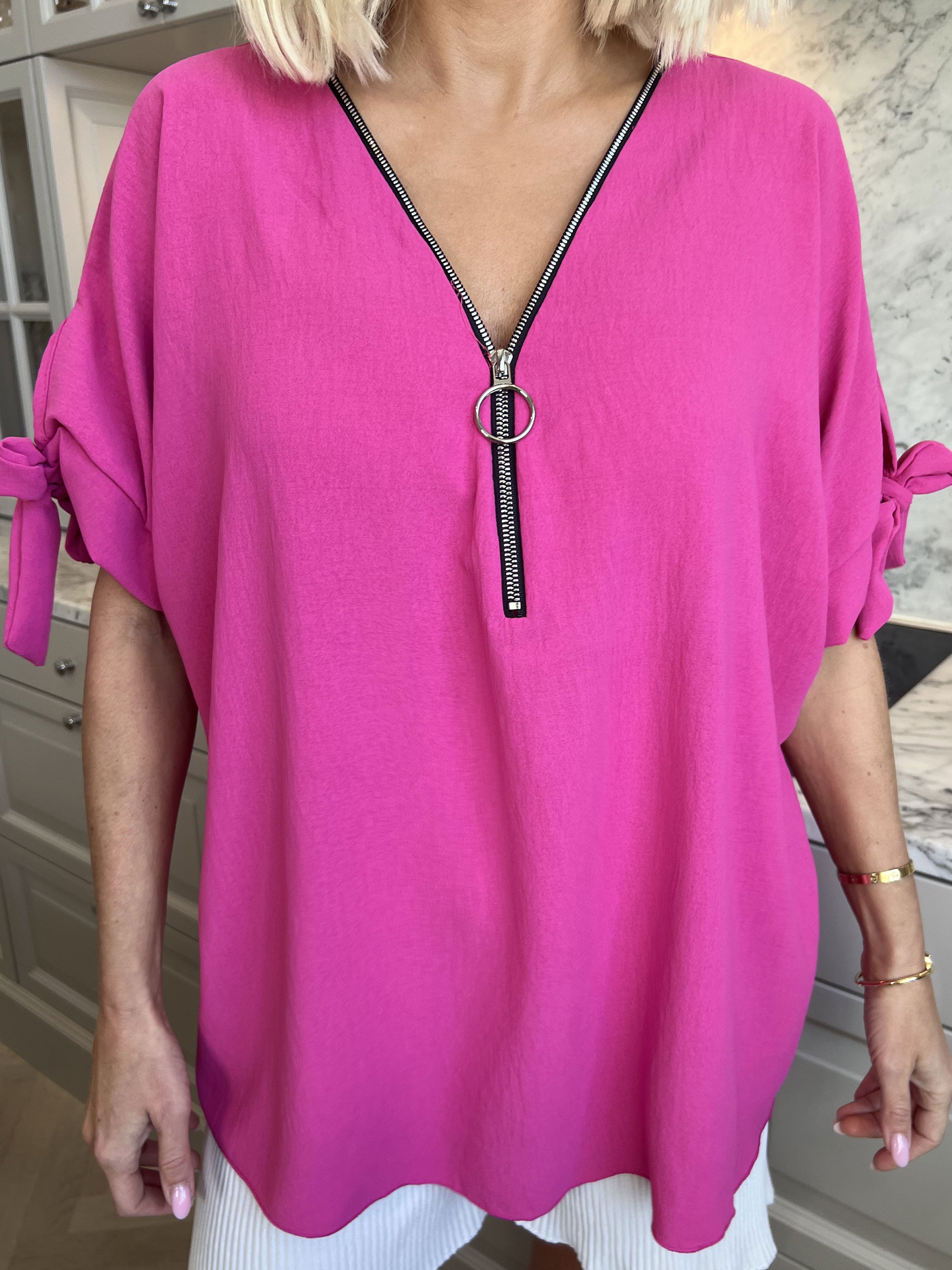 Frankie - Tunika med lynlås og sløje på ærmerne