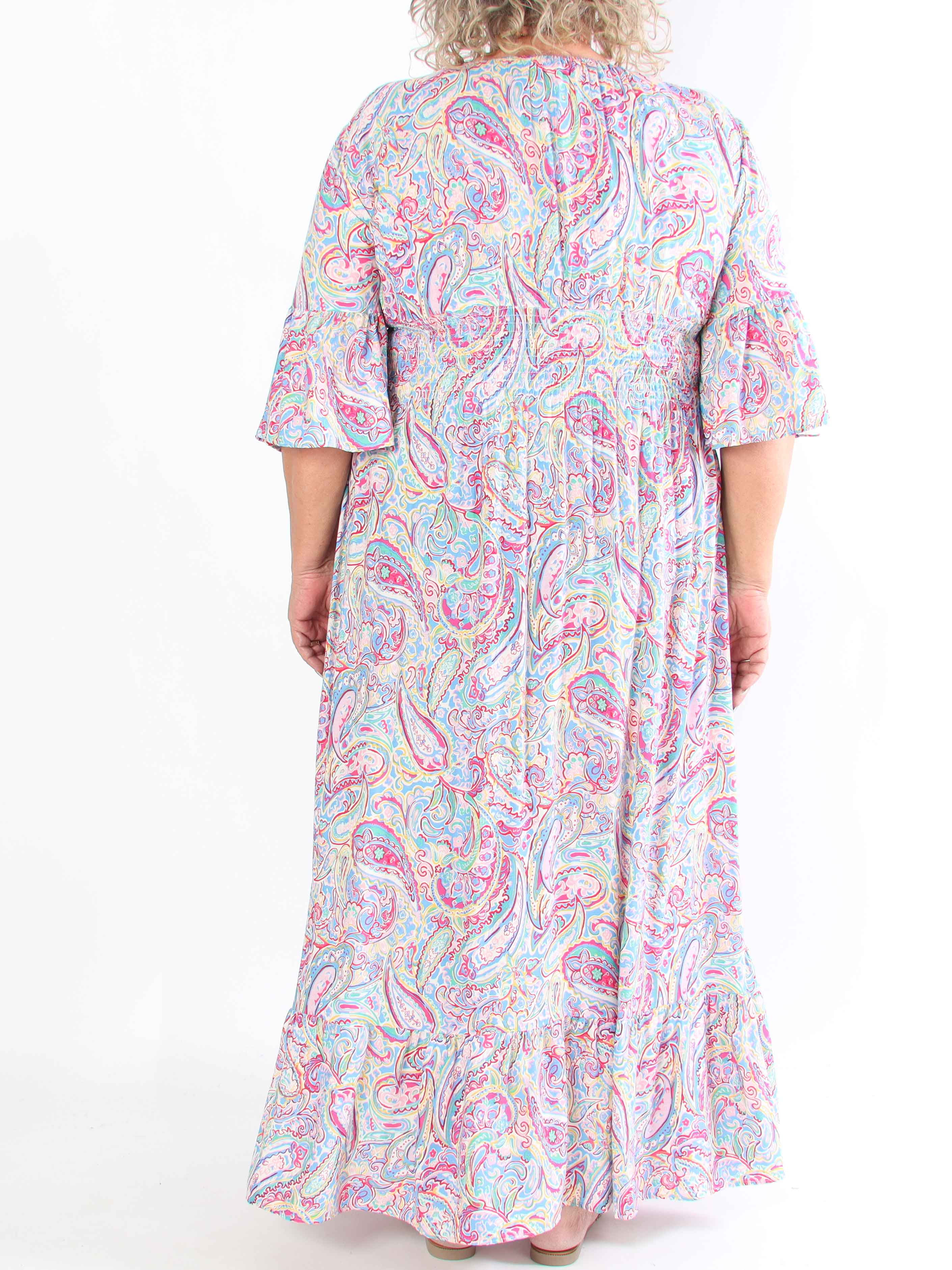 Freja - Mønstret kjole med smock i taljen