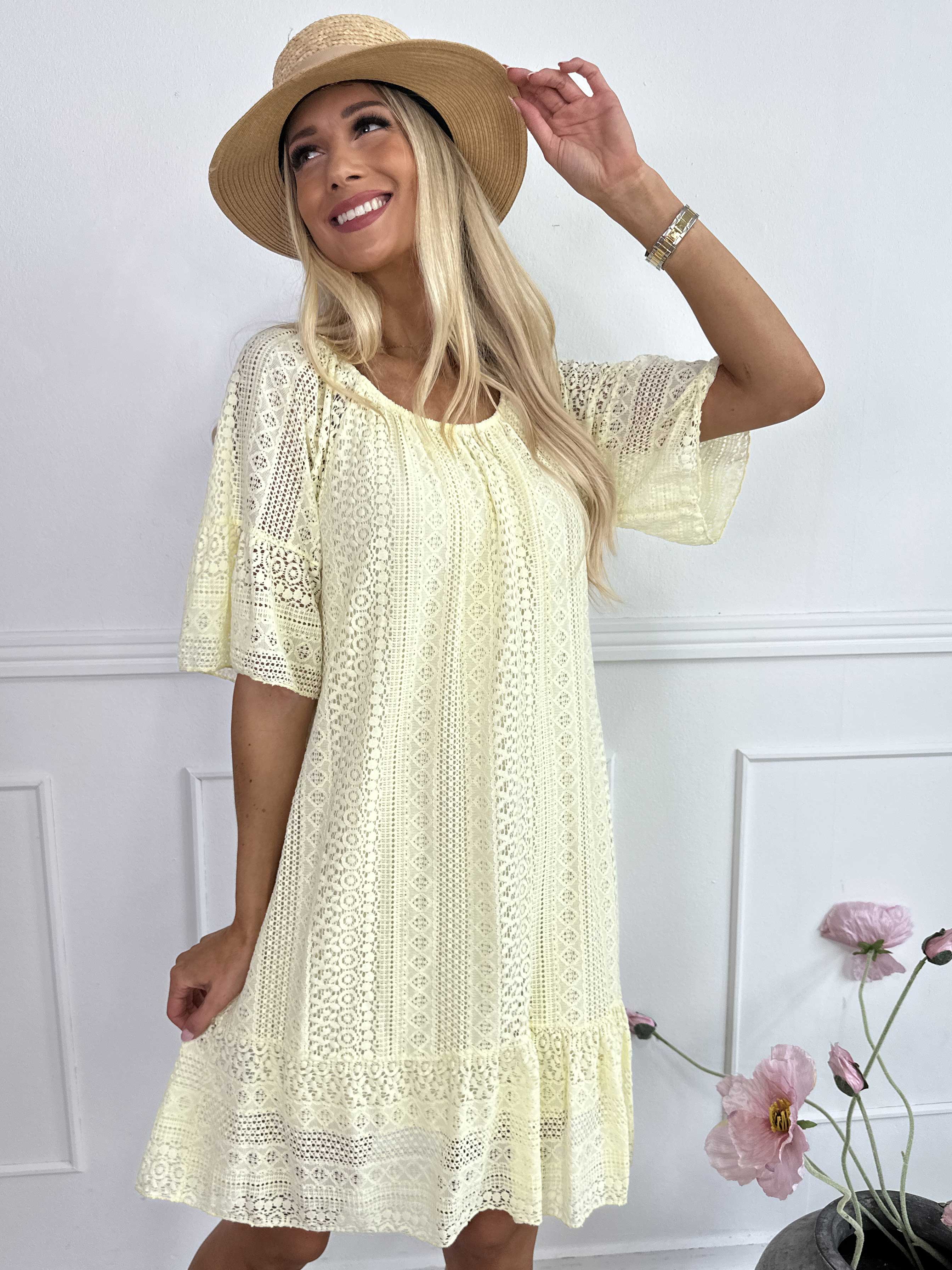 Galateia Sleeves - Kjole i blød blonde i bomuld