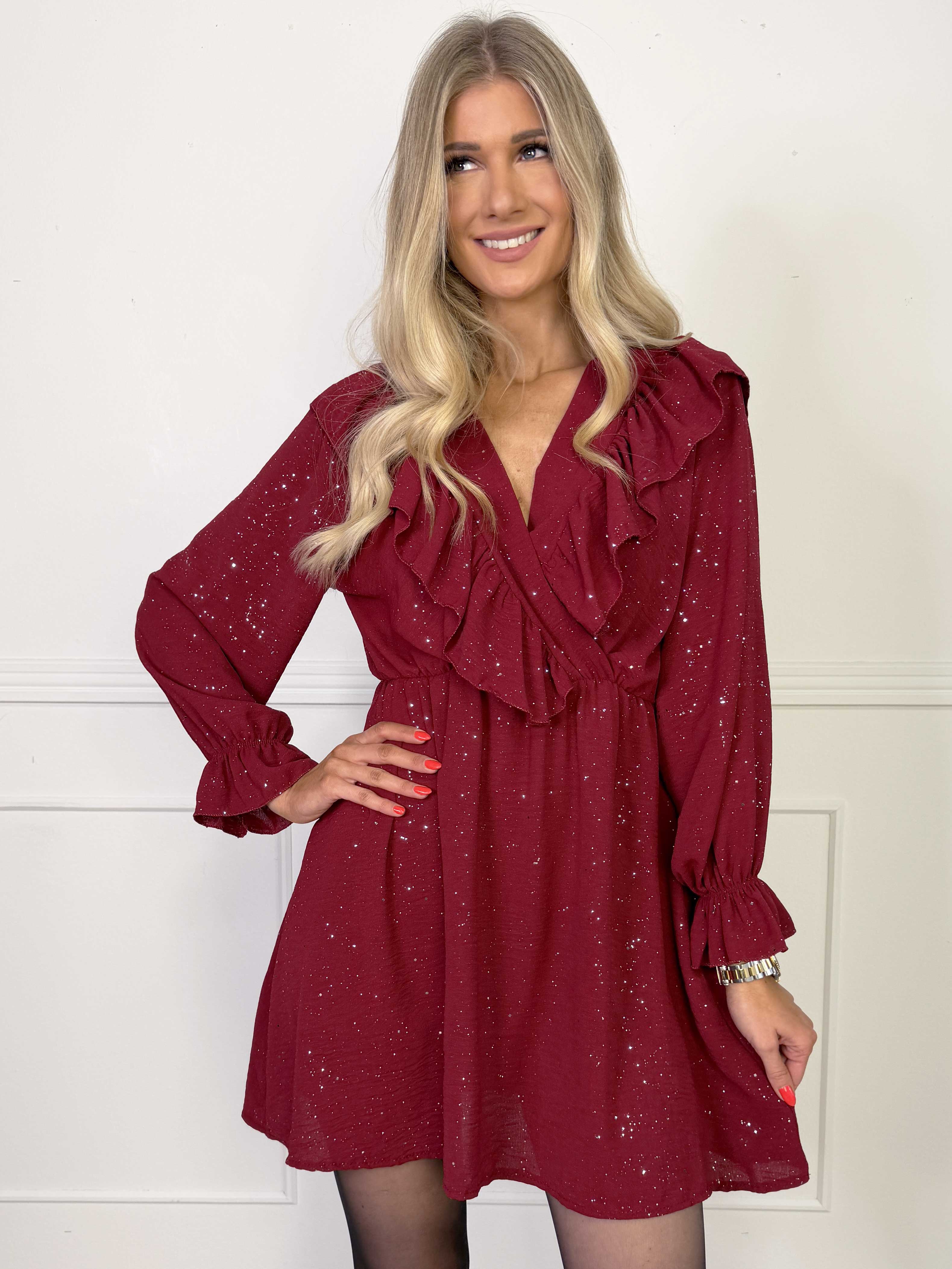 Gavy - Glittrende kjole med flæser