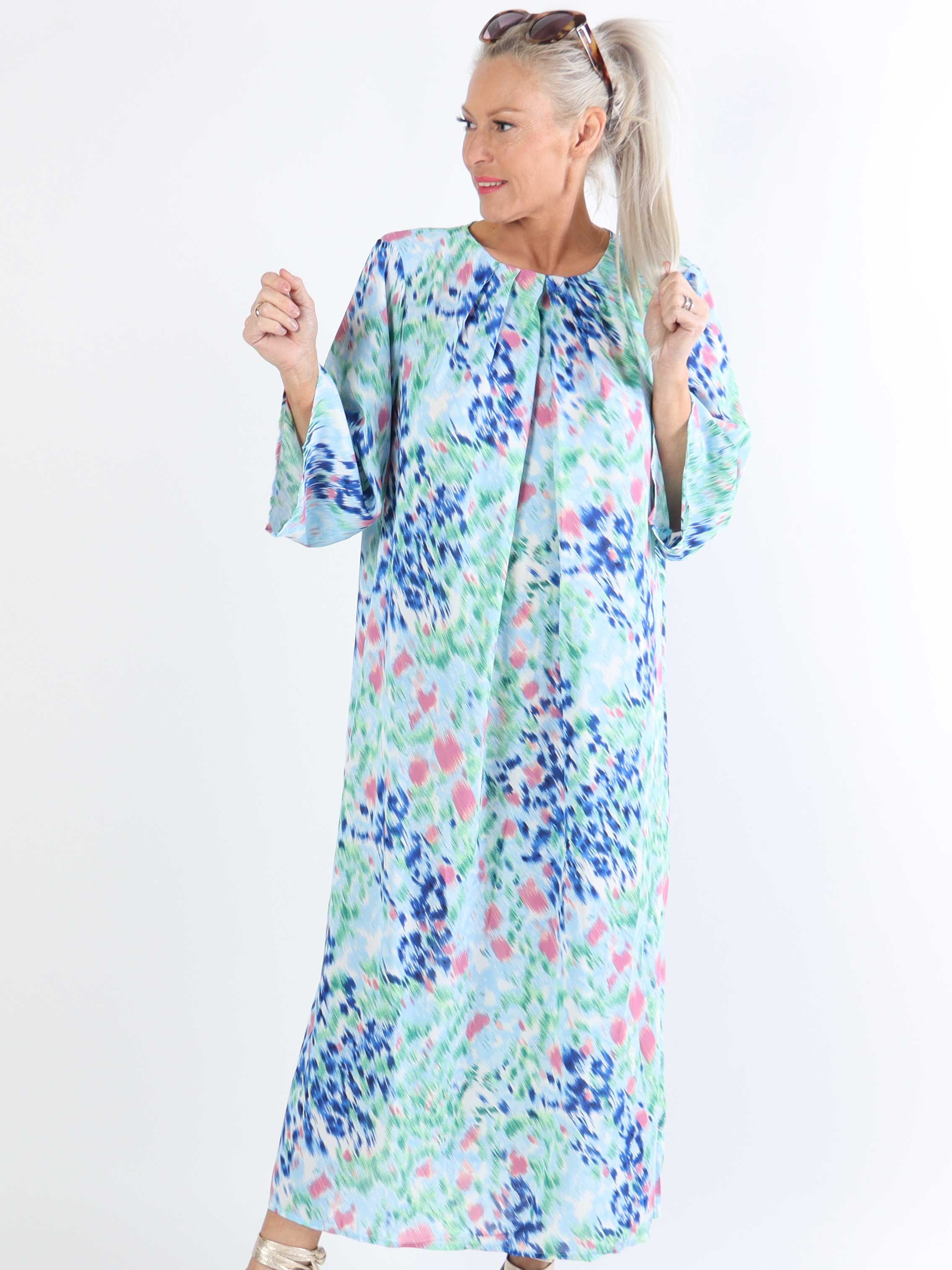 Gigi - Flerfarvet plussize mønstret tunikakjole