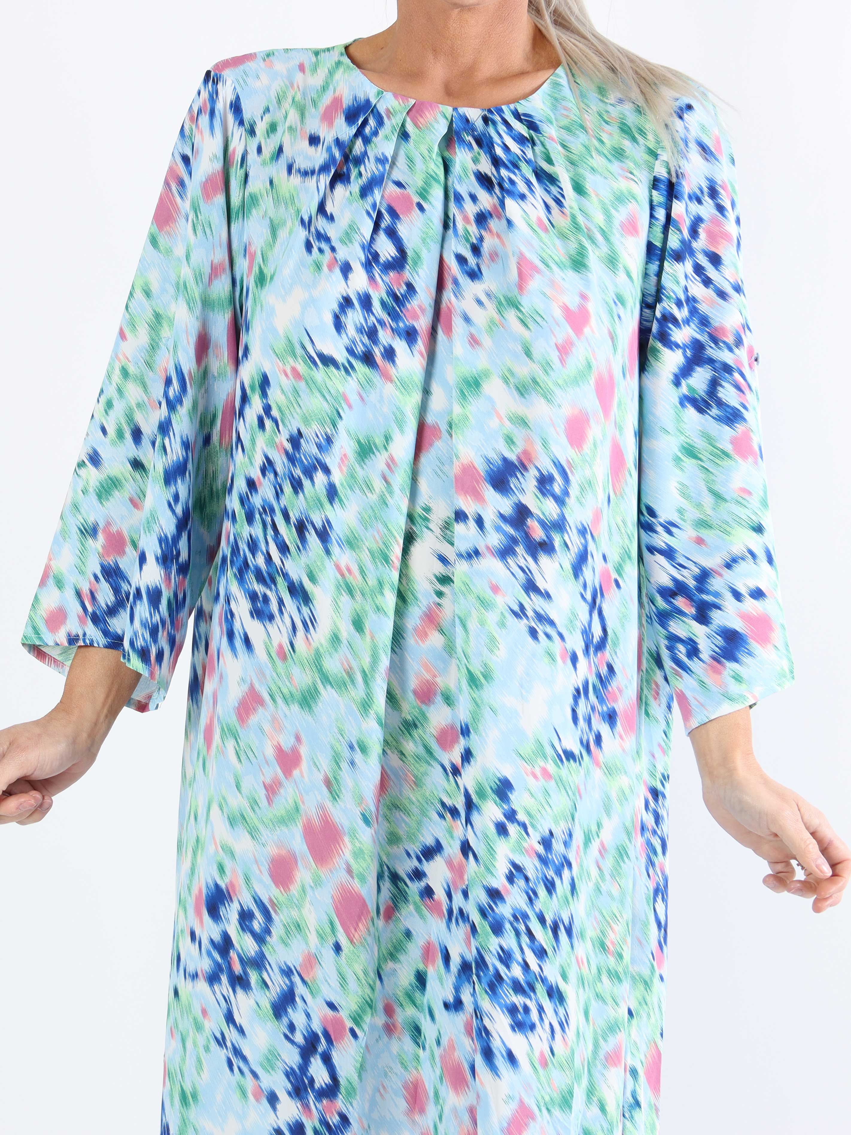 Gigi - Flerfarvet plussize mønstret tunikakjole