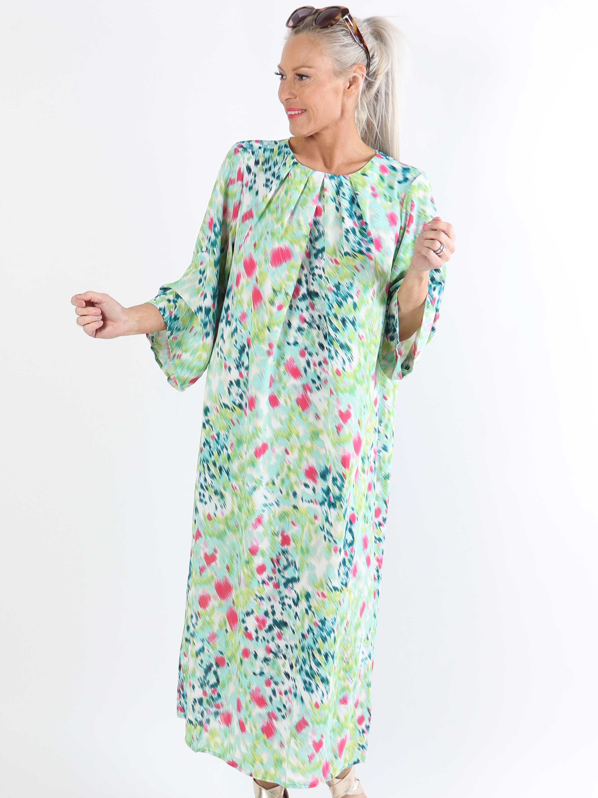 Gigi - Flerfarvet plussize mønstret tunikakjole