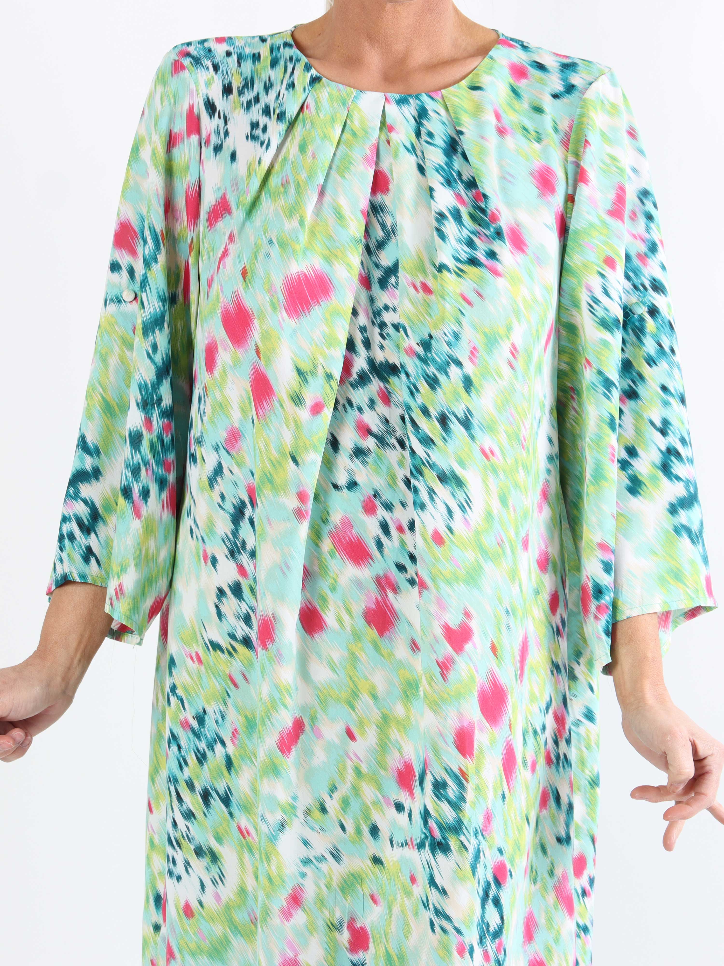 Gigi - Flerfarvet plussize mønstret tunikakjole