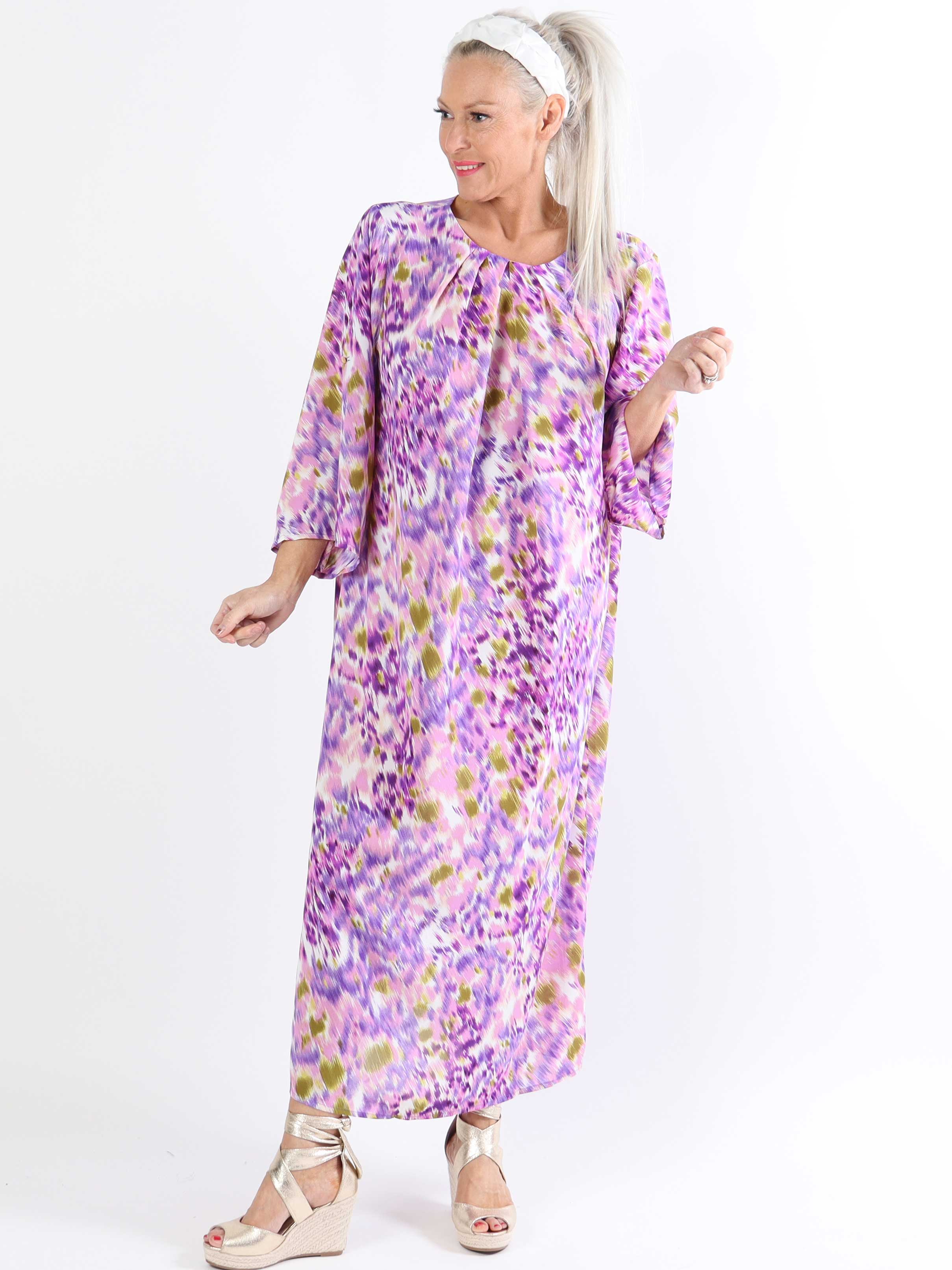 Gigi - Flerfarvet plussize mønstret tunikakjole