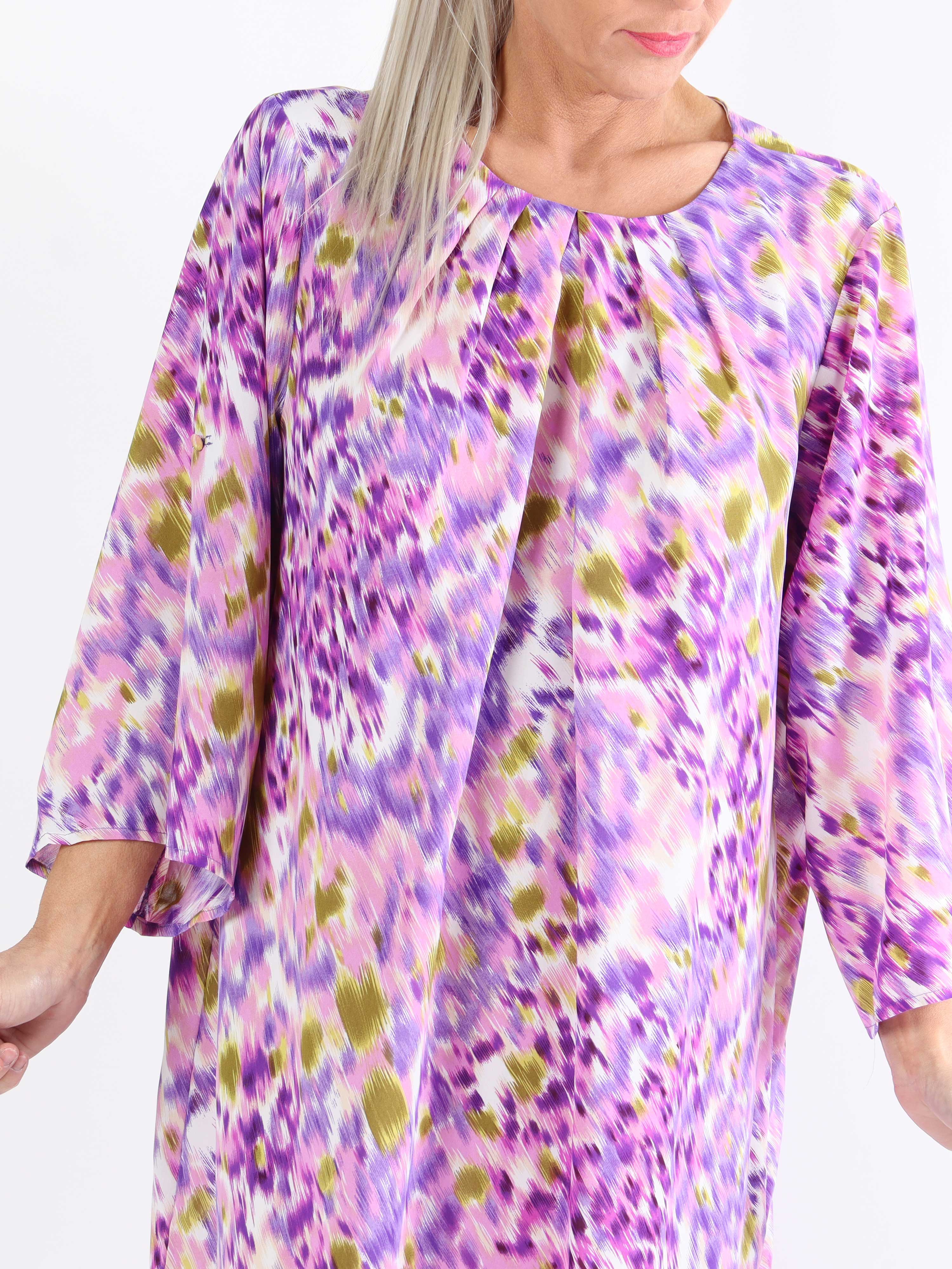 Gigi - Flerfarvet plussize mønstret tunikakjole