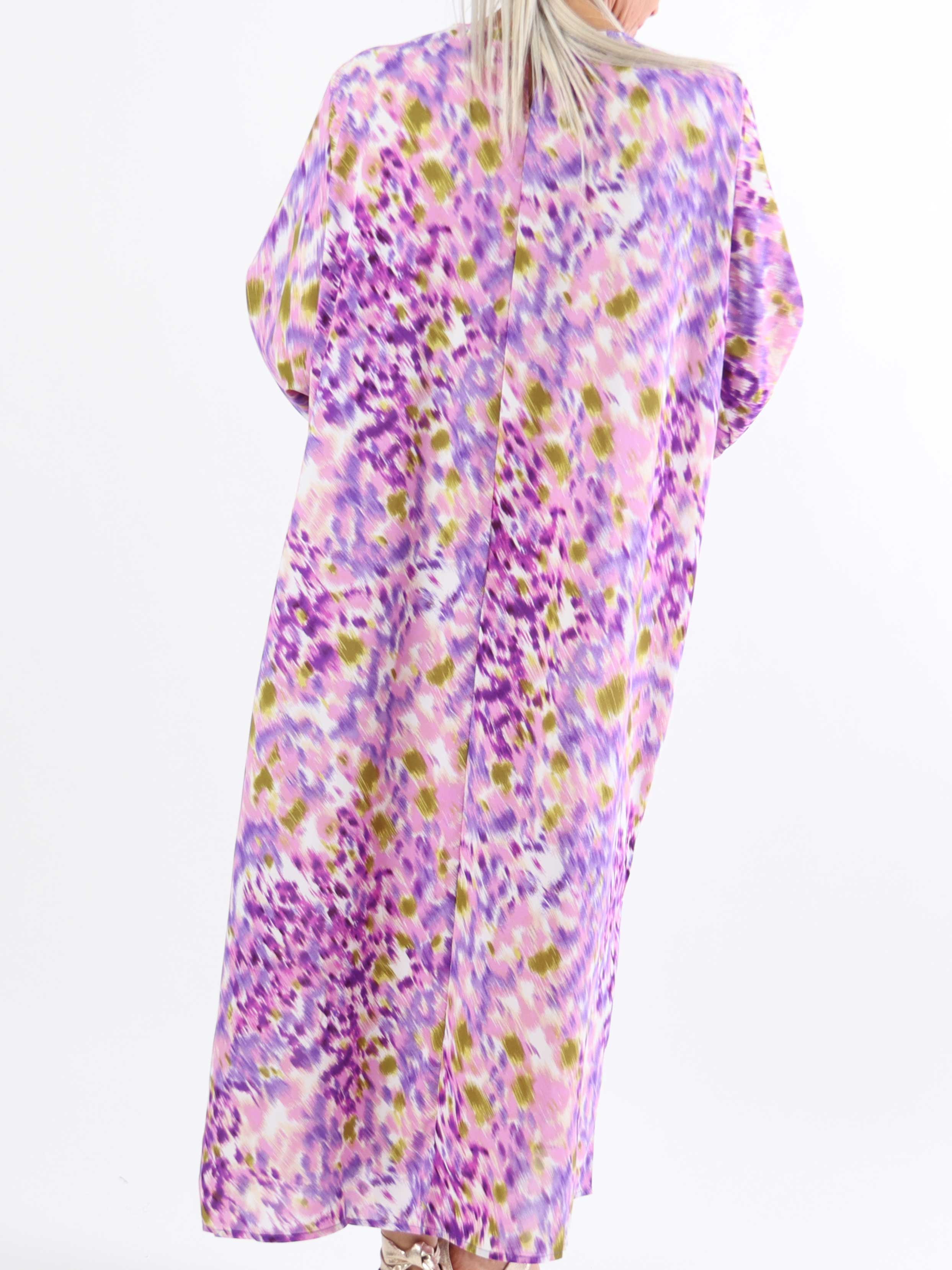 Gigi - Flerfarvet plussize mønstret tunikakjole